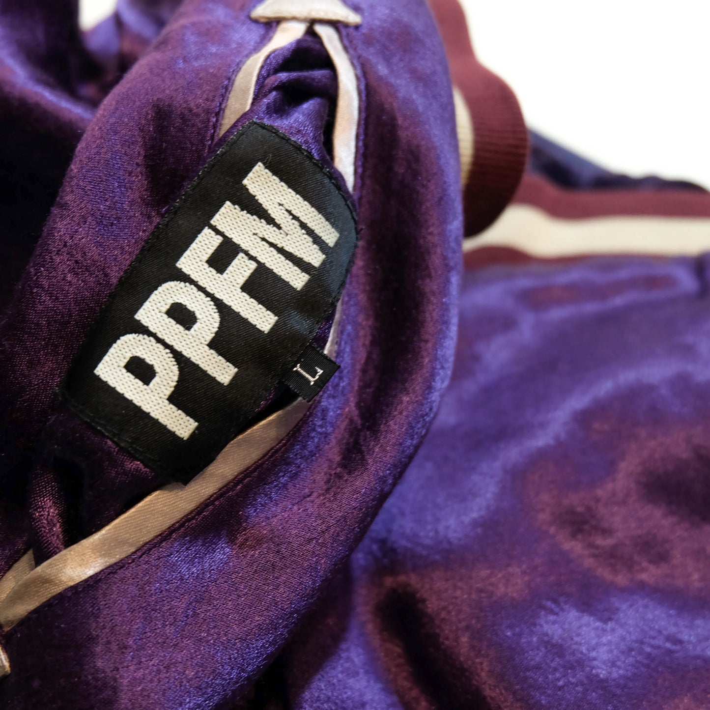 PPFM Peyton’s Place for Men Vintage Velvet Sukajan Jacket | Japanese Hinomaru Eagle Wolf Embroidery Souvenir Bomber Jacket Purple Size M-L