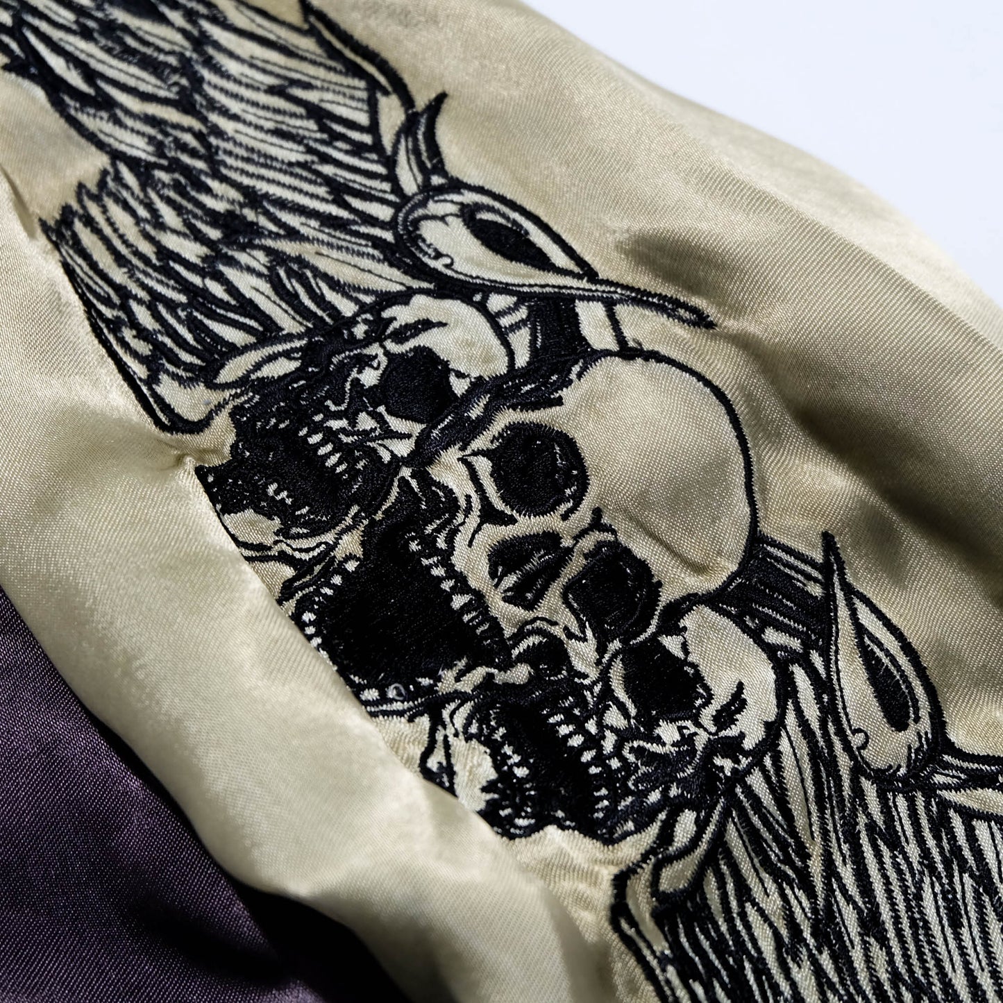 Jack Daniel’s Black Street Crafter Sukajan / Skull Wing Embroidered Souvenir Jacket Size S