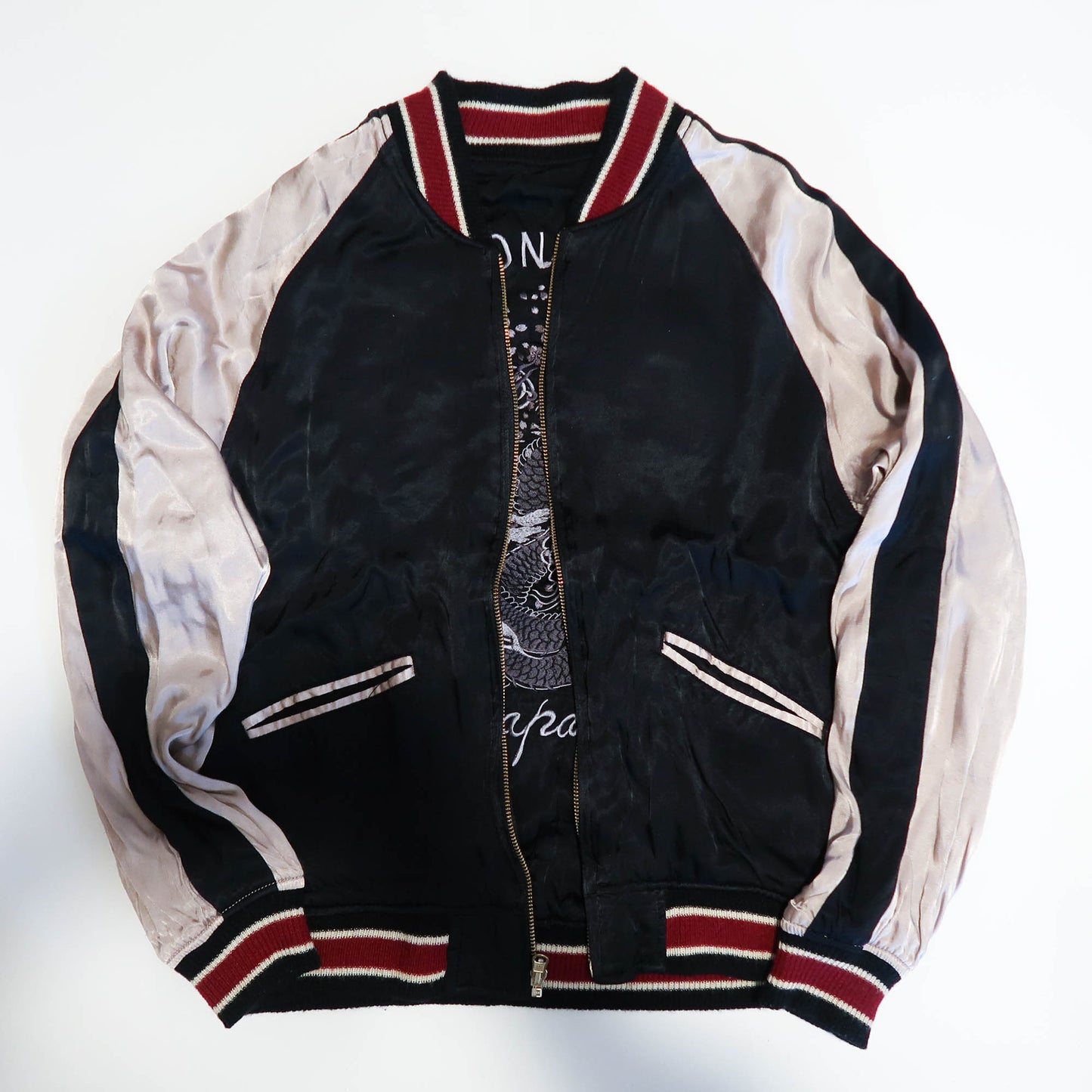 Vintage Dragon Island Japan Embroidered Sukajan Jacket | Reversible Dragon Souvenir Bomber Jacket