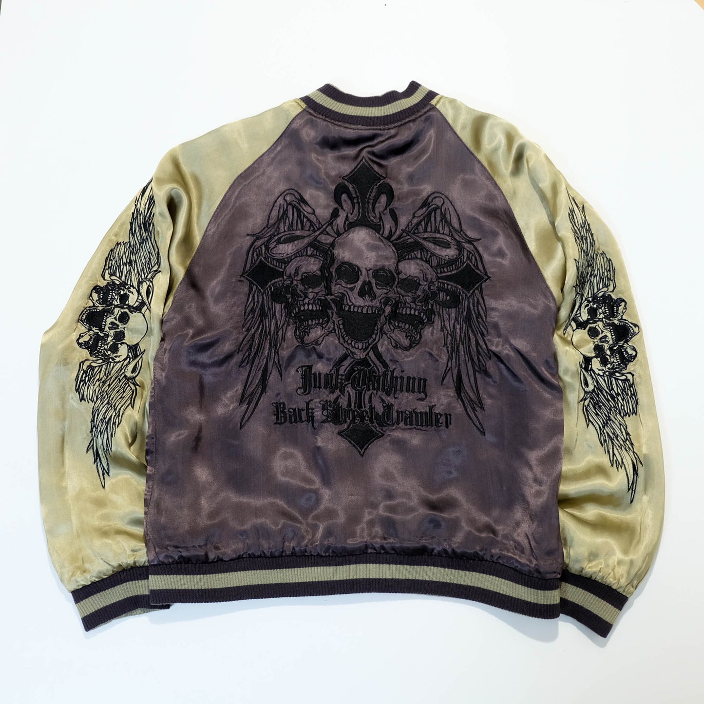Jack Daniel’s Black Street Crafter Sukajan / Skull Wing Embroidered Souvenir Jacket Size S