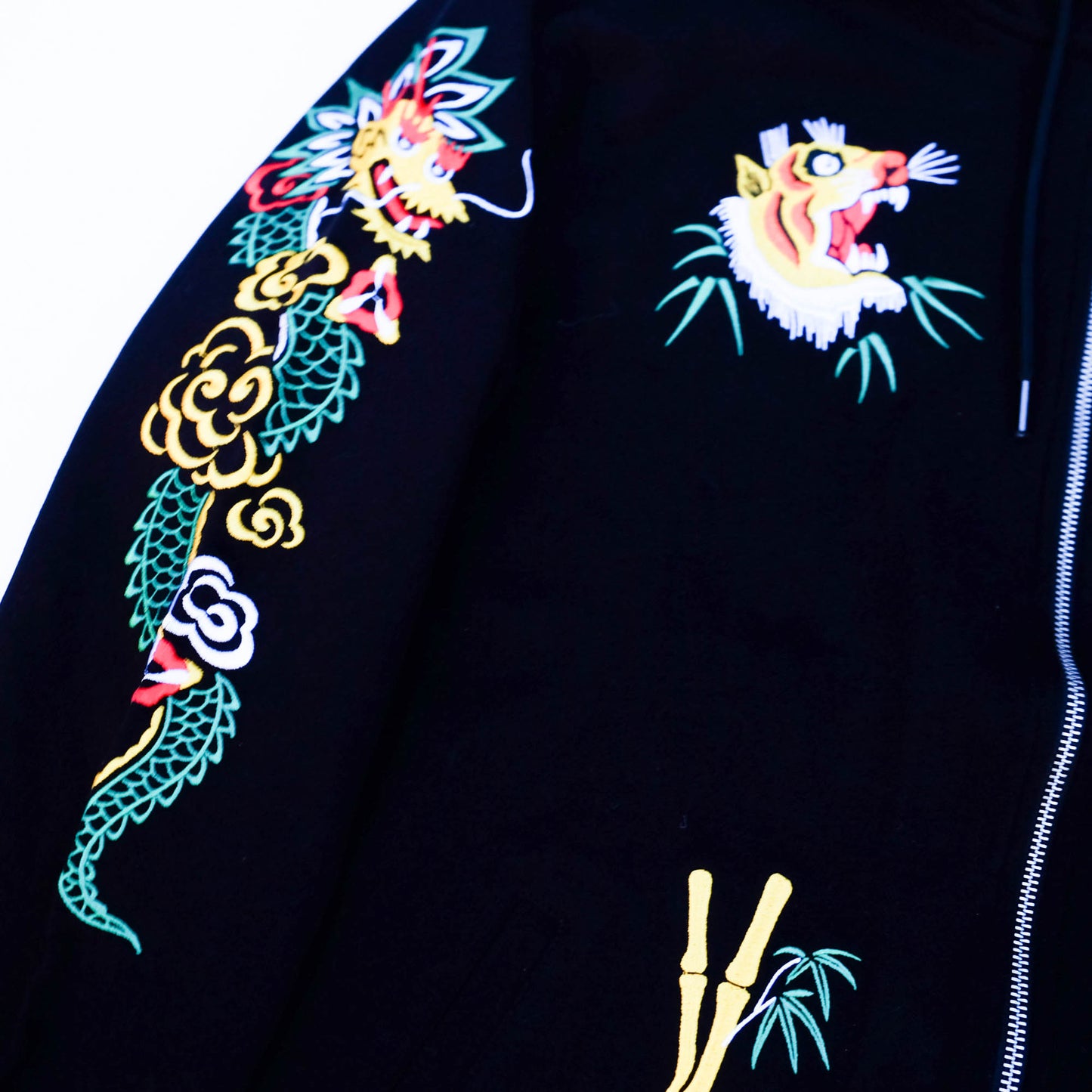 Reason Dragonland Reborn Hoodie Jacket | Japanese Embroidered Tiger & Dragon Sukajan Inspired Streetwear Hoodie Size M