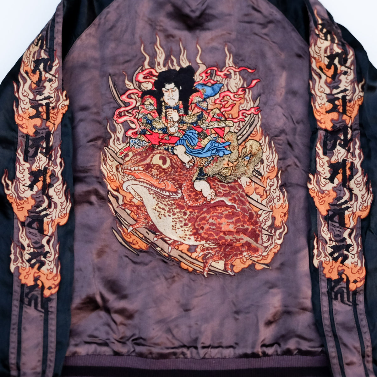 Satori Japanese Embroidered Souvenir Bomber | Hannya Mask x Jiraiya Folklore Art Wearable Streetwear