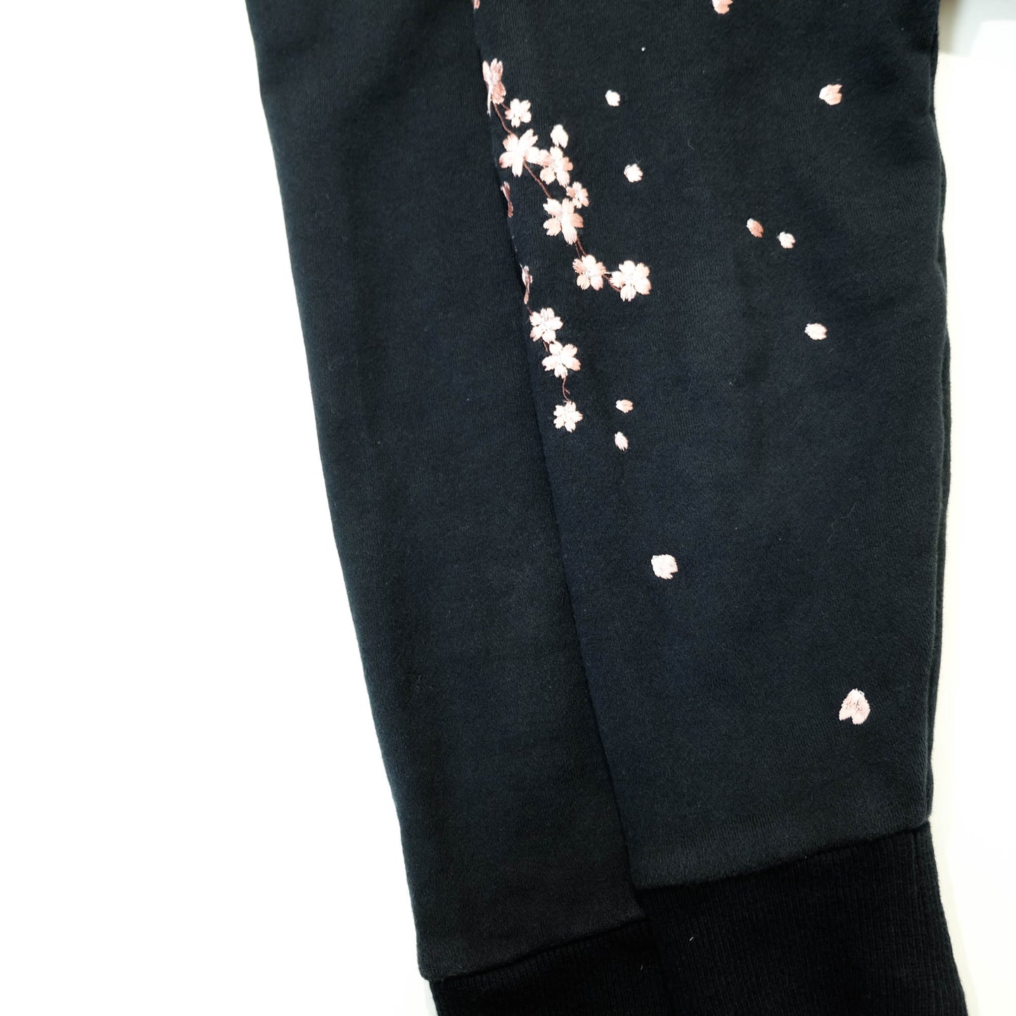 Elegant Japanese Streetwear Hoodie with Cascading Sakura Branch Embroidery, Falling Petals and Wagara-Inspired Floral Art
