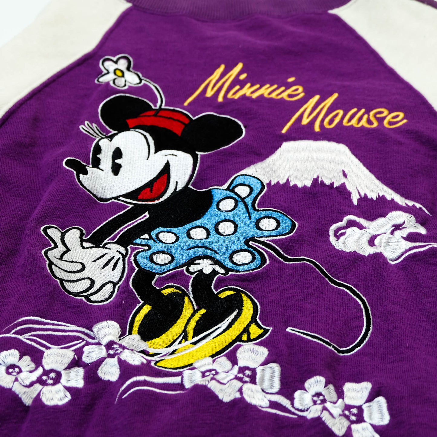 Disney Minnie Mouse Japanese Sukajan Style Jacket Purple Embroidery Mount Fuji Sakura Free Size M-L