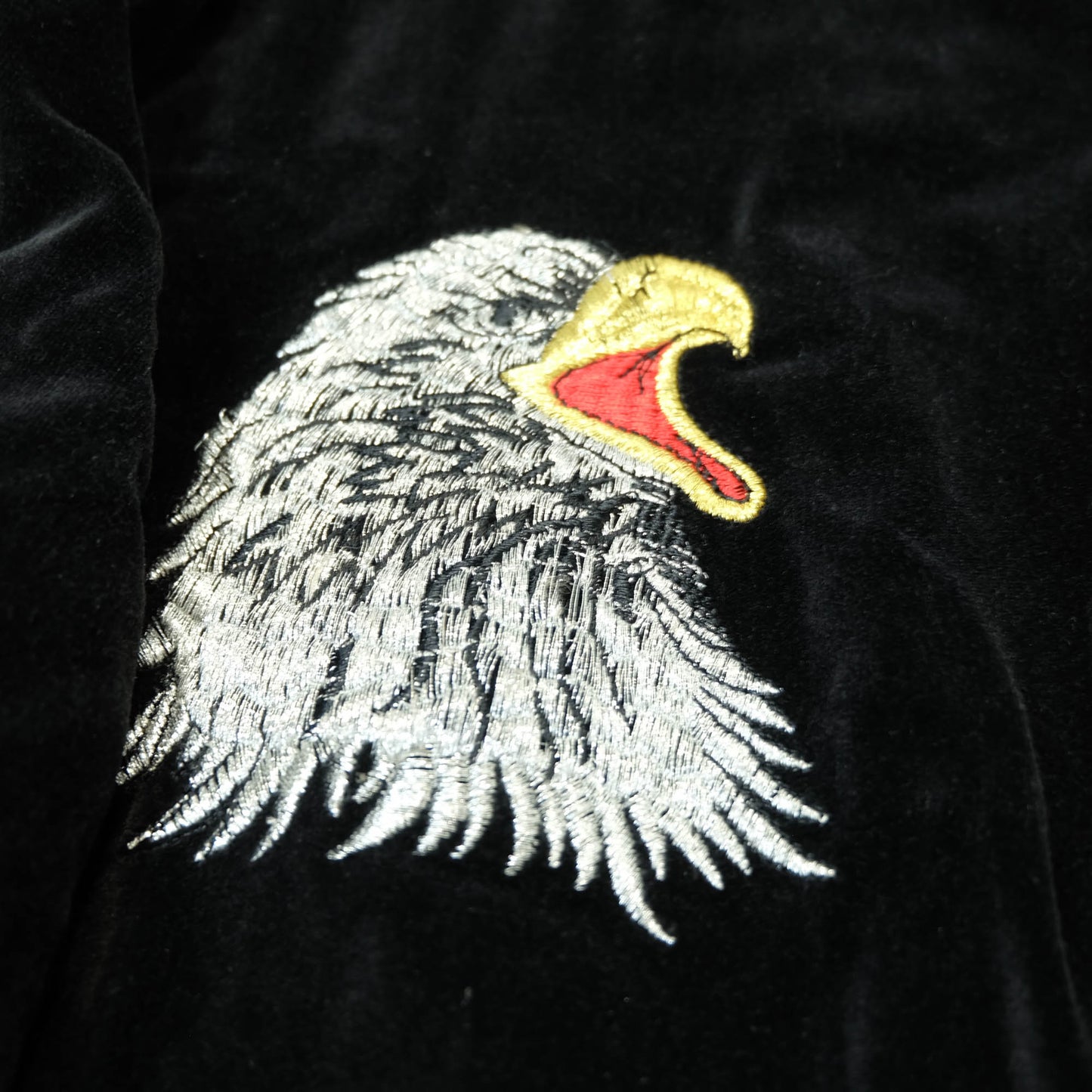 Rare Japanese Velvet Bomber Jacket Featuring Twin Dragons, Eagle & Yokosuka Souvenir Artwork
