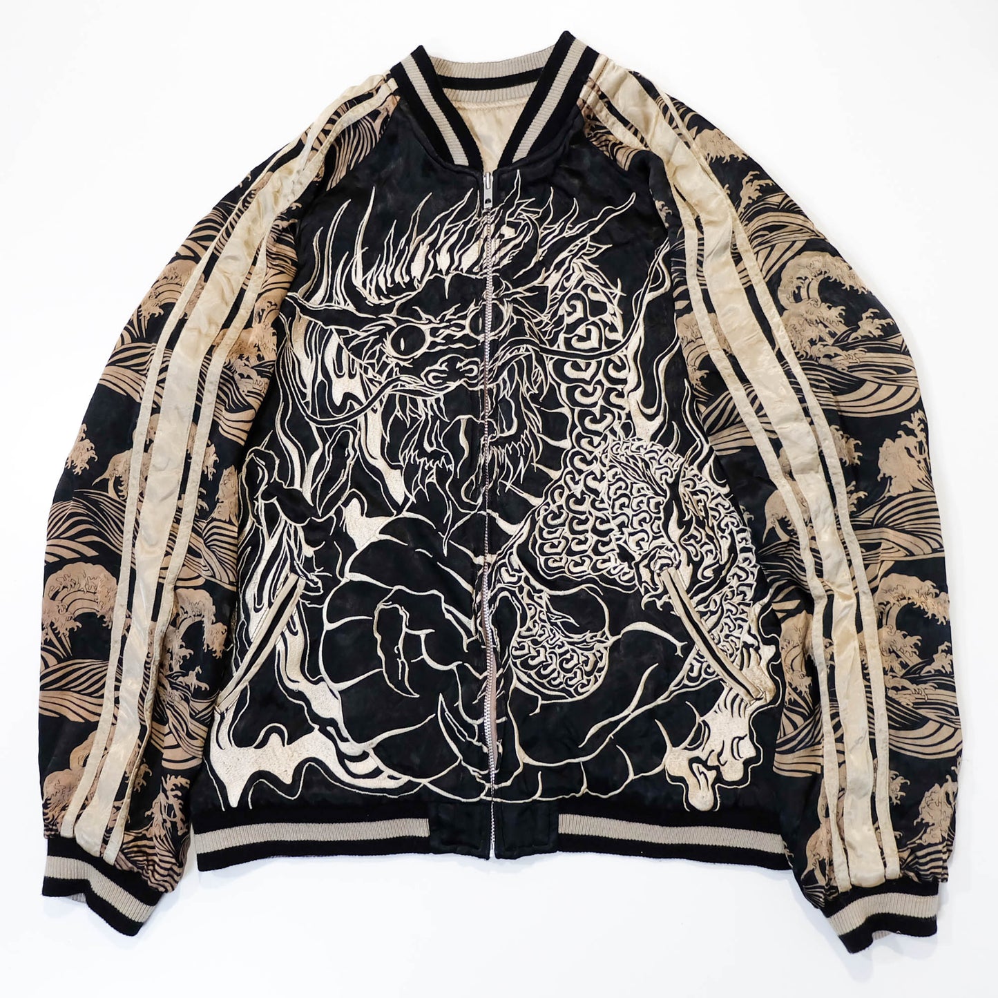 Japanese Classic Script × Wagara Dragon Sukajan Reversible Jacket XL