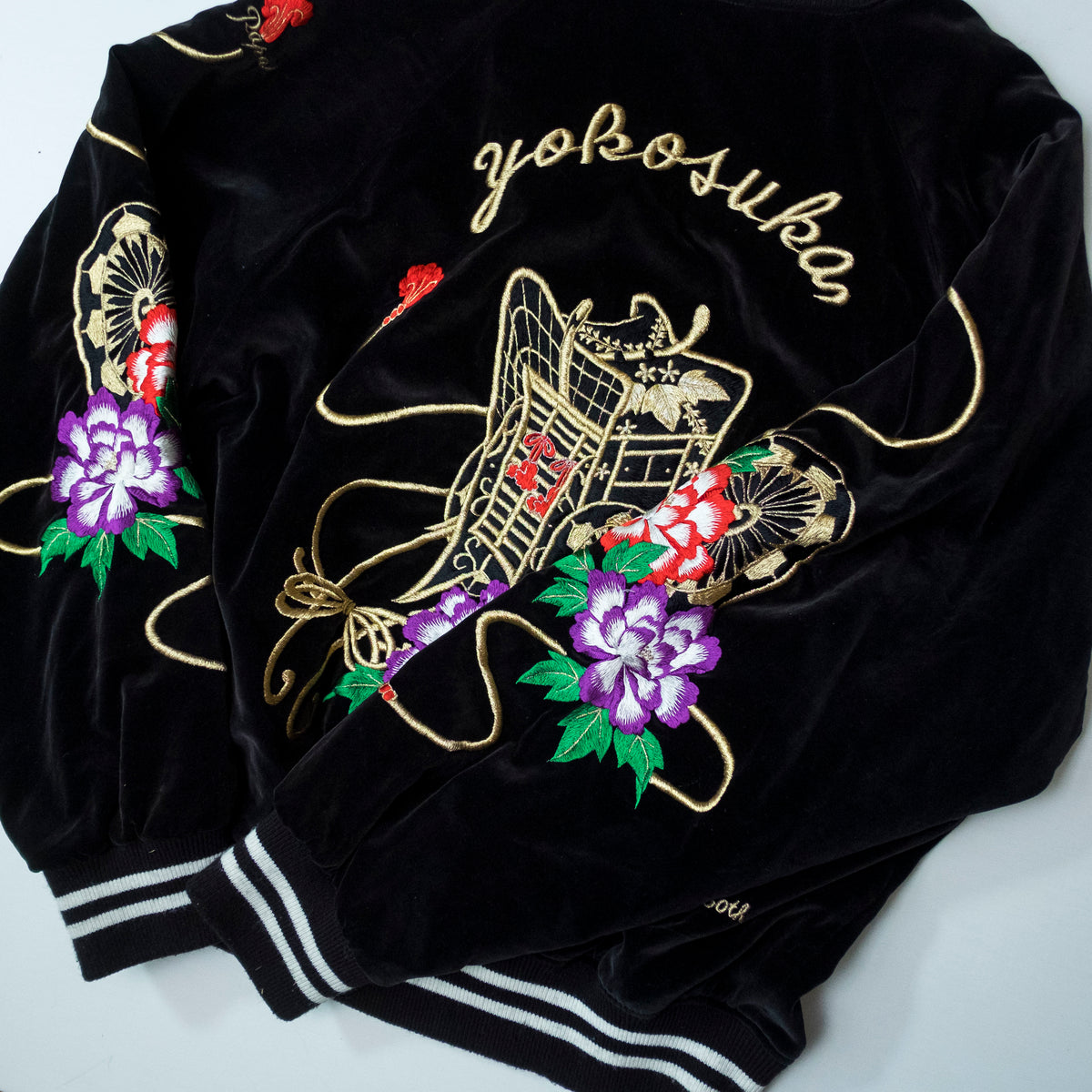 Yokosuka Velvet Sukajan Jacket Size L | Japanese Embroidered Souvenir Bomber Jacket