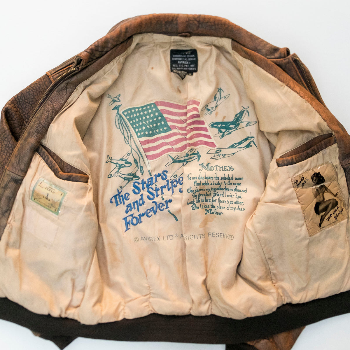 AVIREX Road Runner U.S. Navy Leather Flight Jacket Size M | Vintage Military Bomber Jacket
