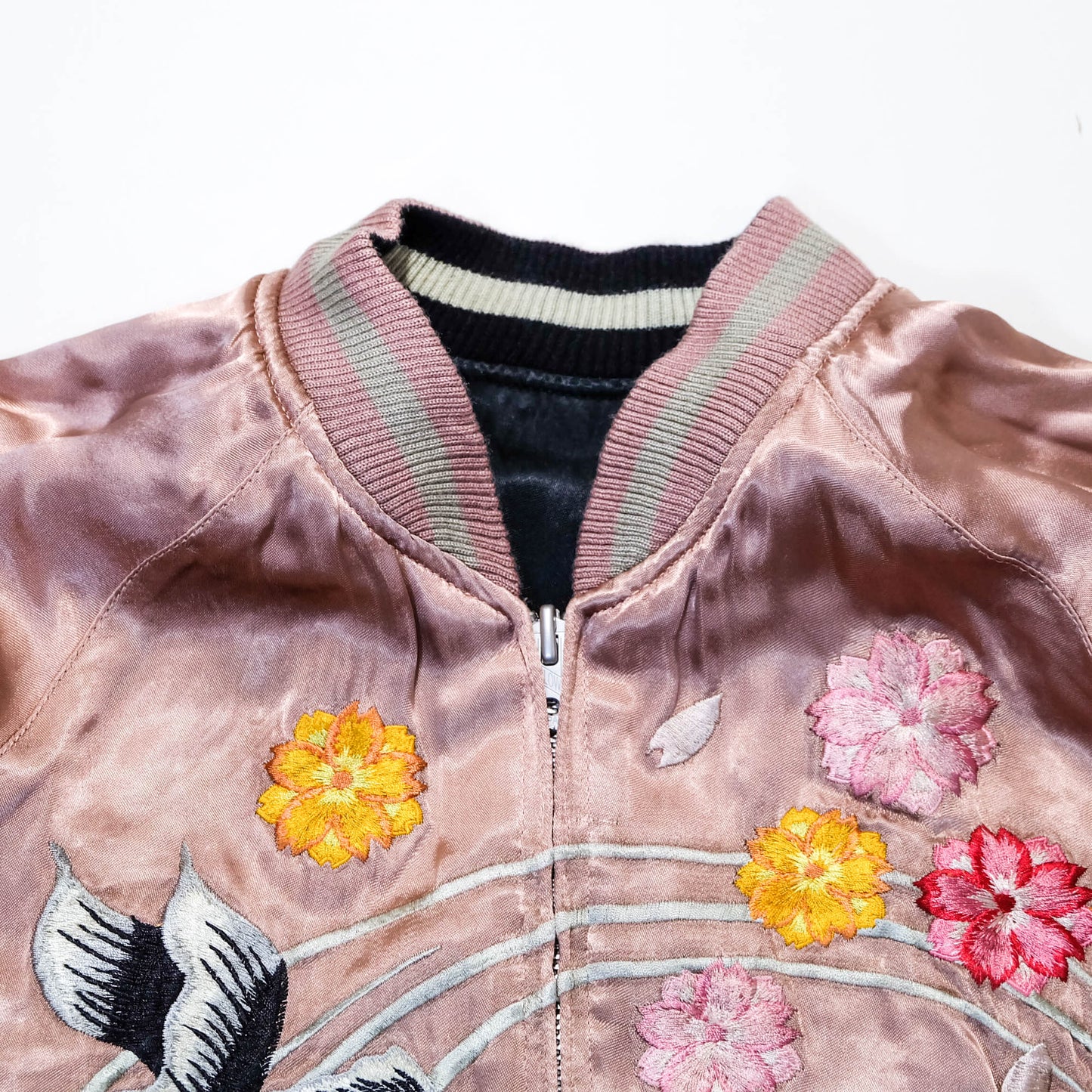 Sakura Goldfish Reversible Sukajan Jacket | Japanese Koi Carp Embroidery Souvenir Bomber Jacket