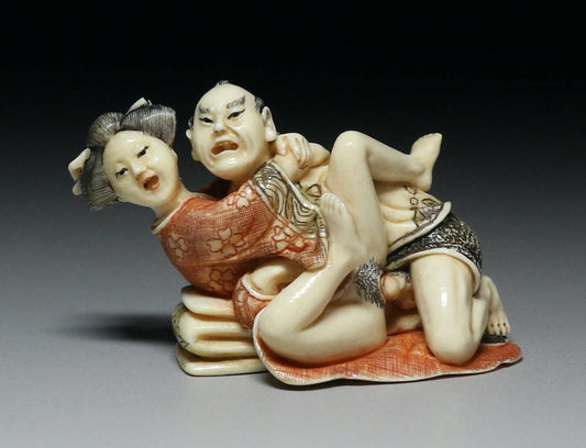 Japanese Erotica Shunga Foreplay Fetish Samurai Geisha Bijin Oiran Sagemono Okimono Doll Statue Art