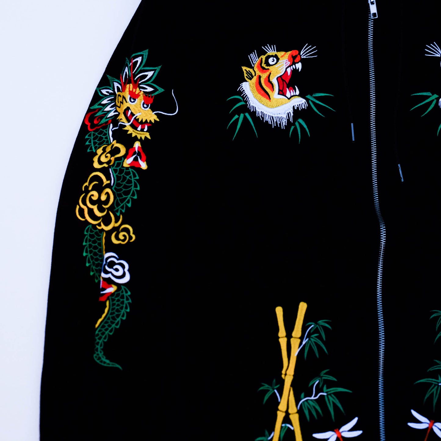 Reason Dragonland Reborn Hoodie Jacket | Japanese Embroidered Tiger & Dragon Sukajan Inspired Streetwear Hoodie Size M