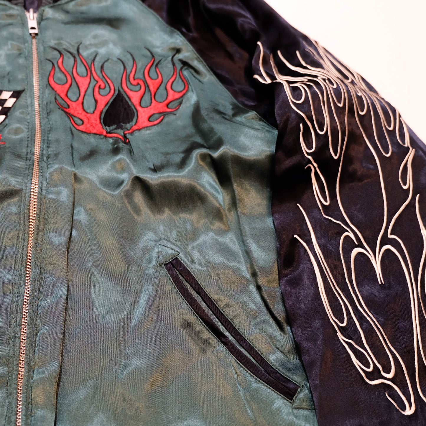 Vintage Japanese Sukajan Jacket Velvet Bomber | Skull Tiger Dragon Hot Rod Embroidery Streetwear Jacket Size S-M