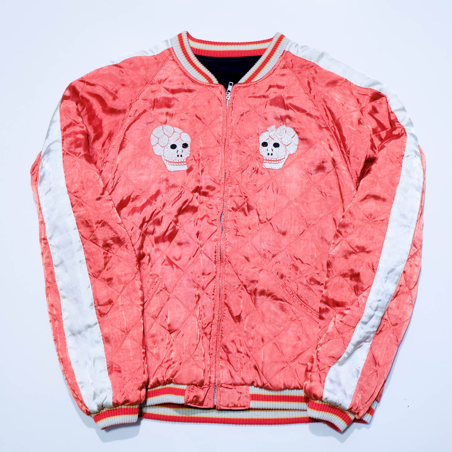 Japanese Velvet Padded Sukajan Reversible Yokosuka Bomber Jacket Dragon & Skull Embroidery Size M