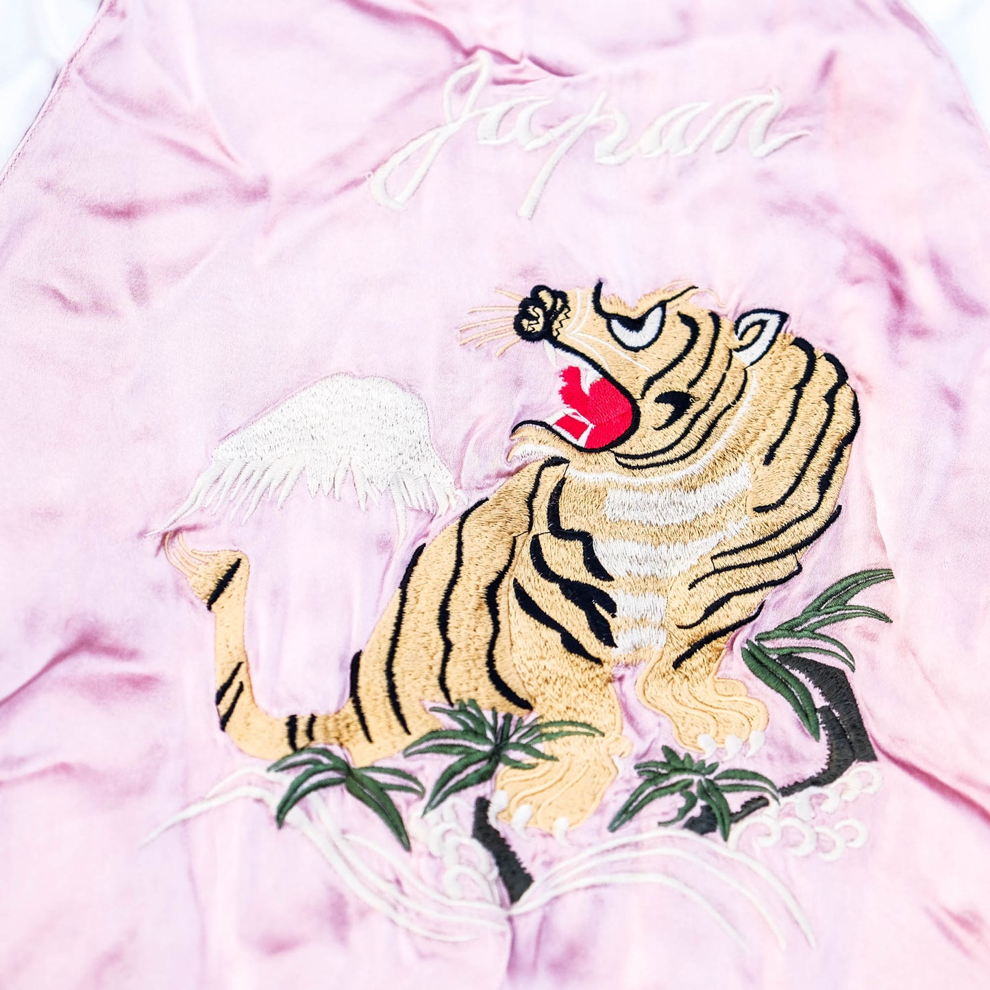 Iconic Japanese Pink Sukajan Embroidered Souvenir Bomber Jacket | Tiger & Mount Fuji Tattoo Art Jacket