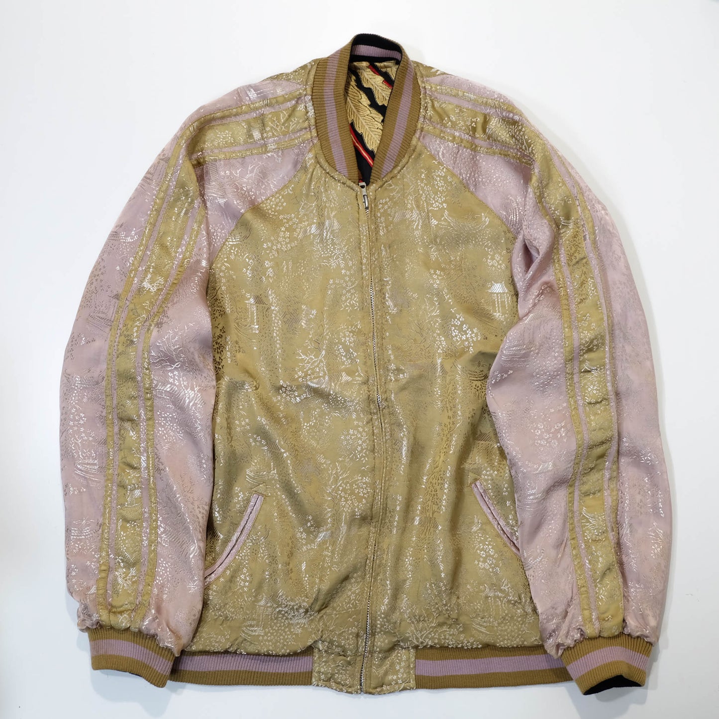 Vintage-Inspired Wagara Embroidered Jacket Featuring Majestic Kujaku Peacock Feathers, Phoenix Bird & Traditional Japanese Textile Art