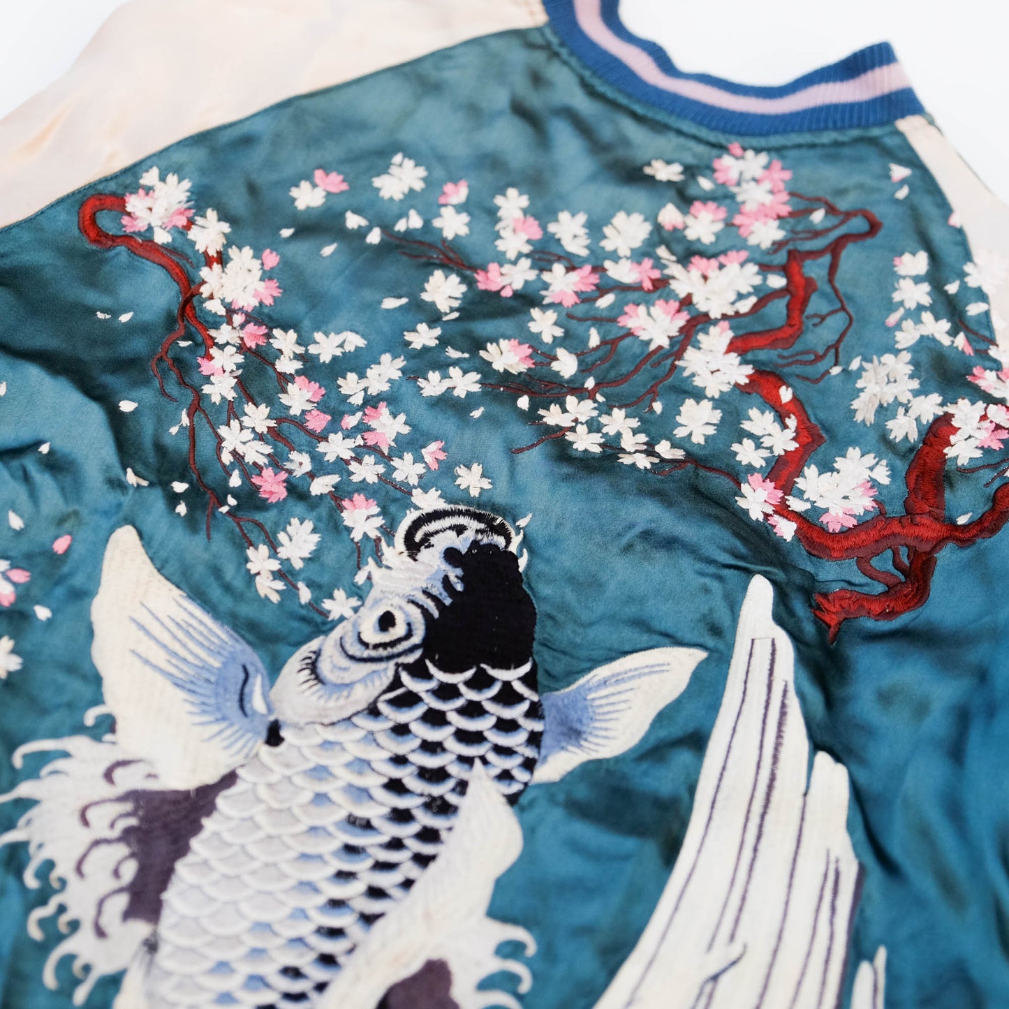 Japanese Sukajan Souvenir Jacket – Koi Carp, Sakura & Japan Map Reversible Embroidered Bomber Jacket