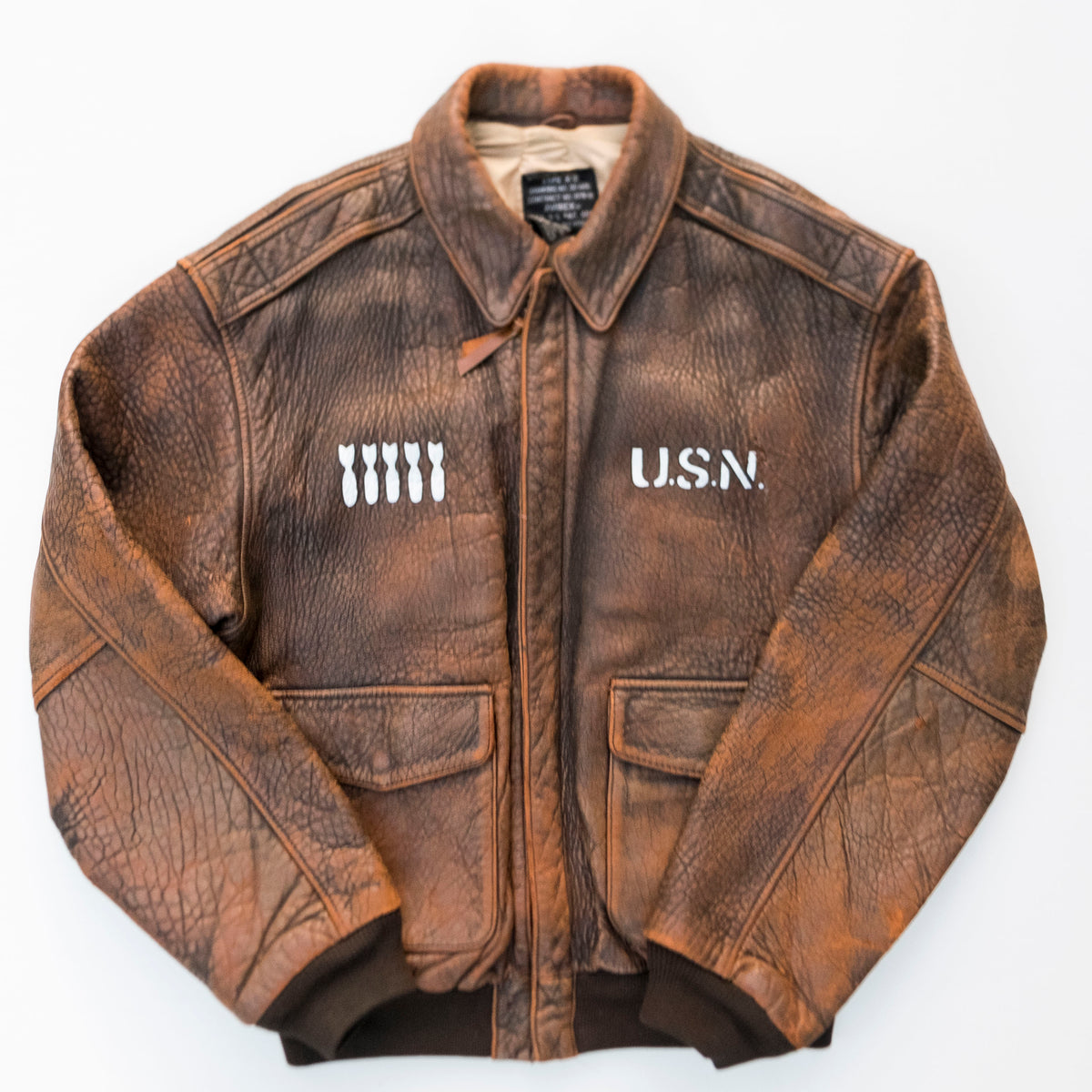 AVIREX Road Runner U.S. Navy Leather Flight Jacket Size M | Vintage Military Bomber Jacket