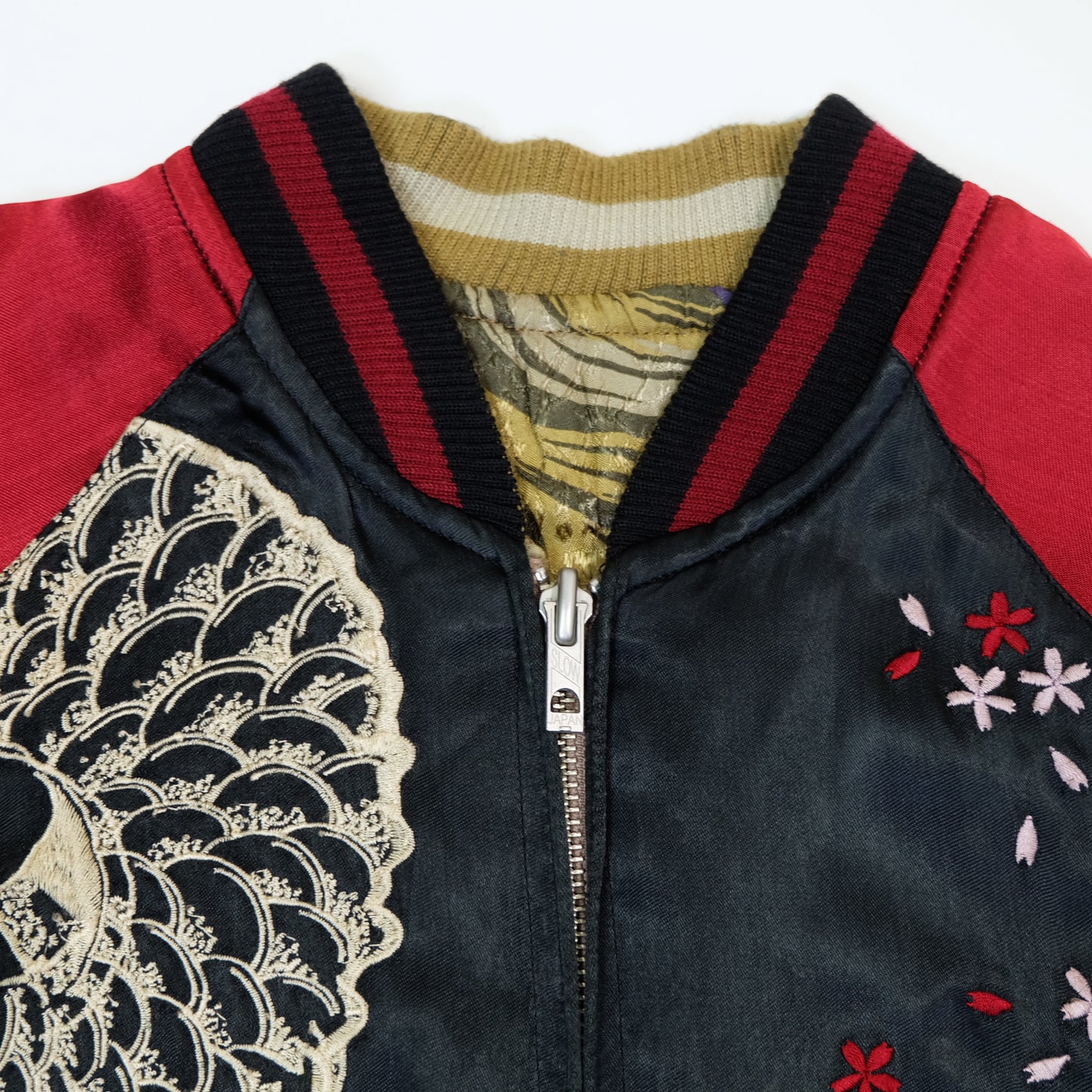 Reversible Japanese Dragon Koi Fish Whirlpool Art Sukajan Souvenir Jacket Size M