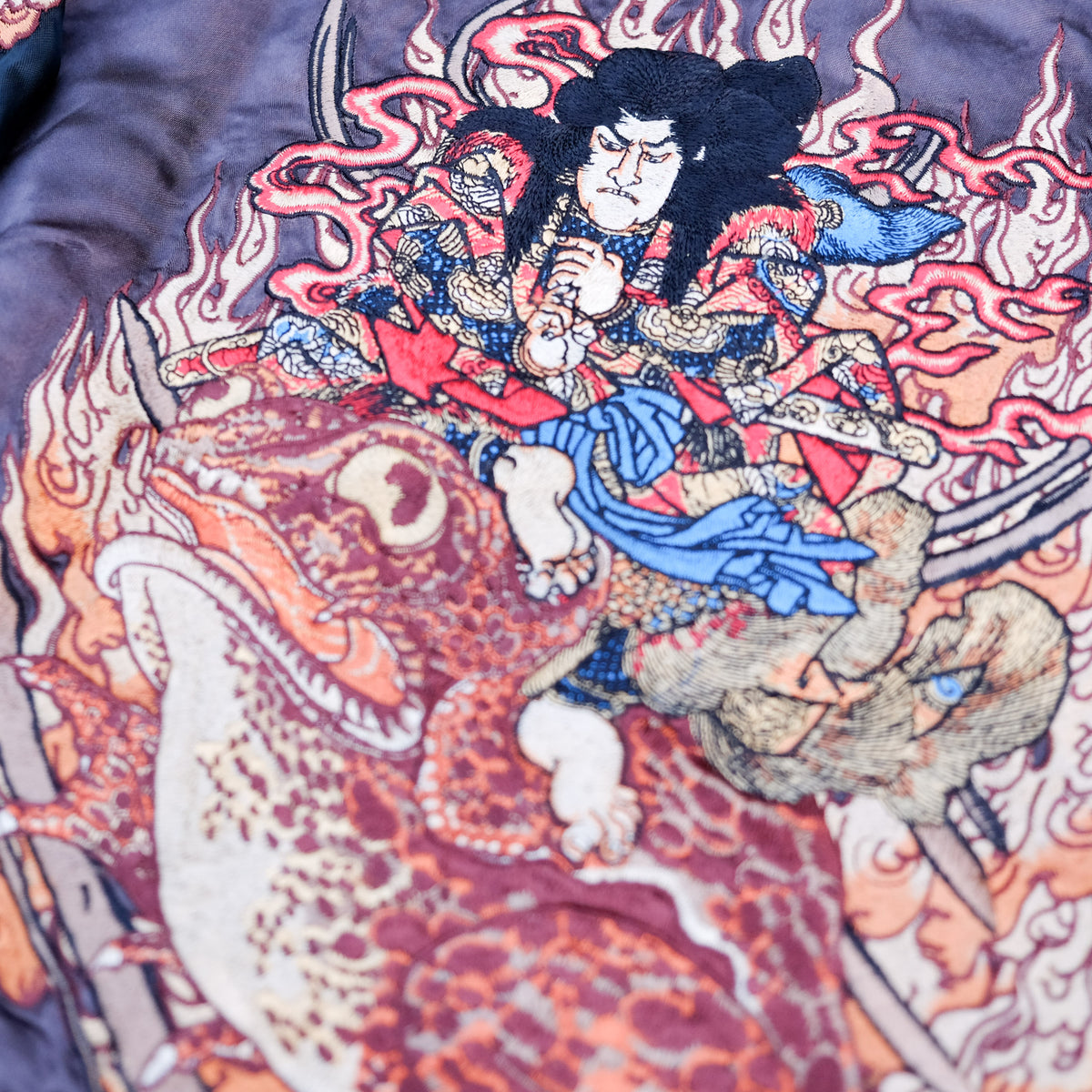 Satori Japanese Embroidered Souvenir Bomber | Hannya Mask x Jiraiya Folklore Art Wearable Streetwear