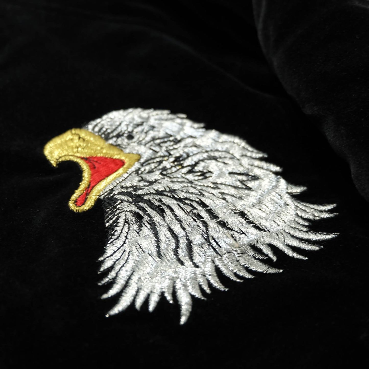 Rare Japanese Velvet Bomber Jacket Featuring Twin Dragons, Eagle & Yokosuka Souvenir Artwork