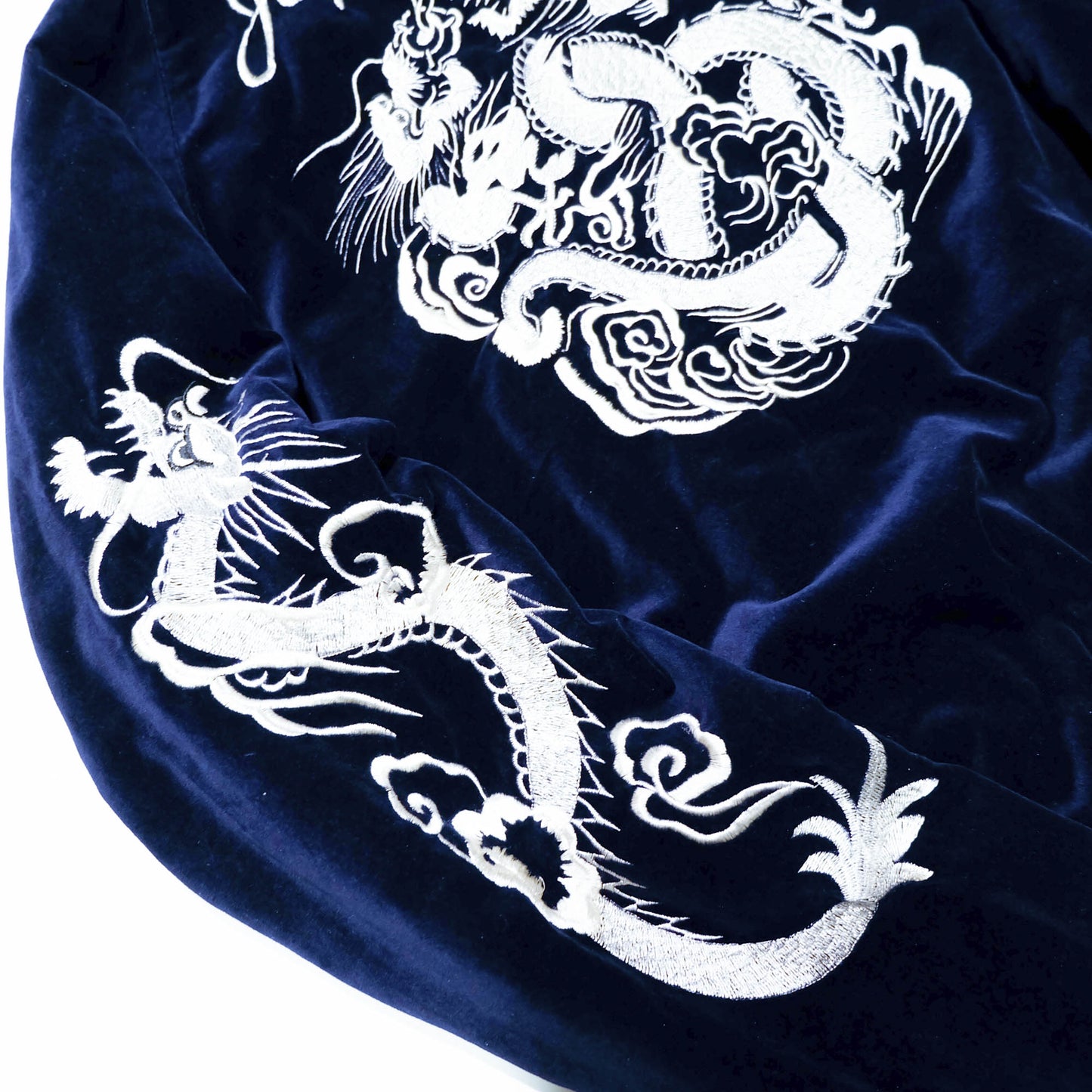 Japanese Velvet Padded Sukajan Reversible Yokosuka Bomber Jacket Dragon & Skull Embroidery Size M