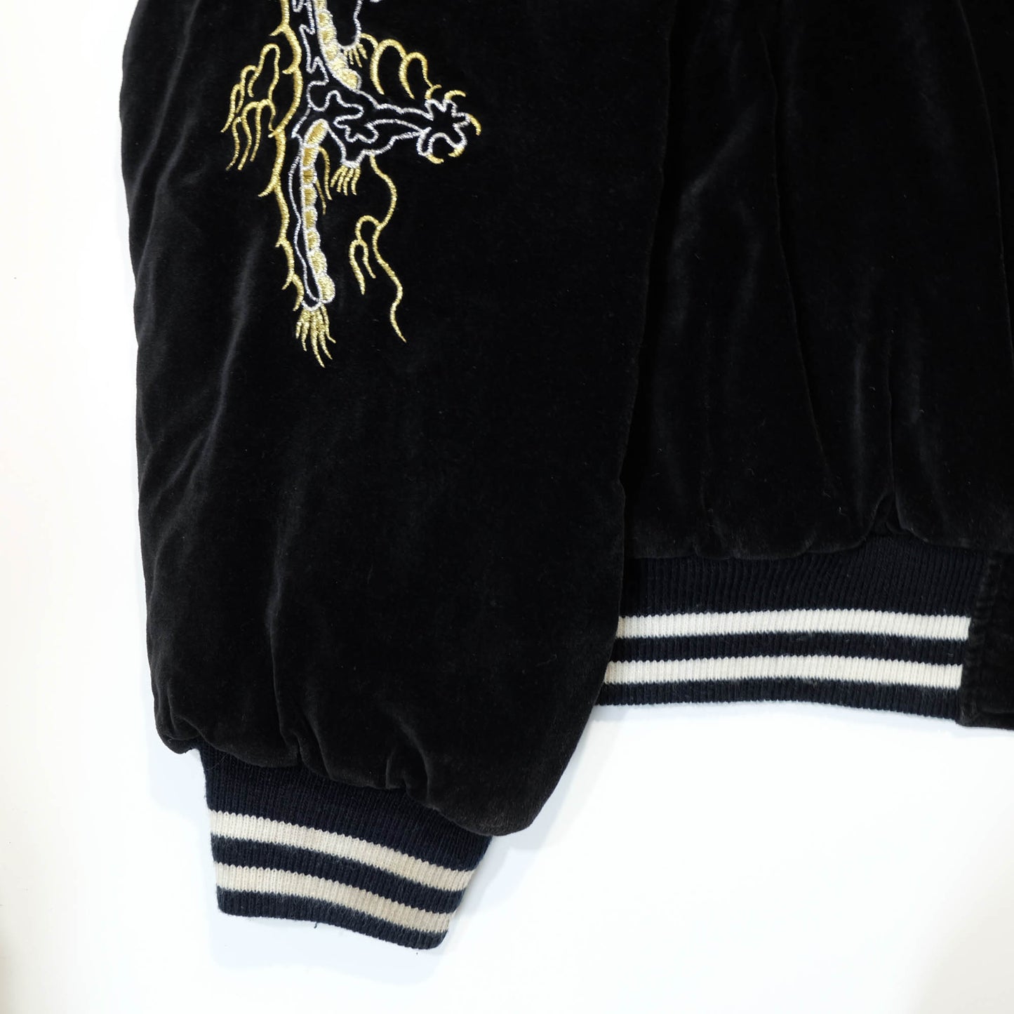 Rare Japanese Velvet Bomber Jacket Featuring Twin Dragons, Eagle & Yokosuka Souvenir Artwork