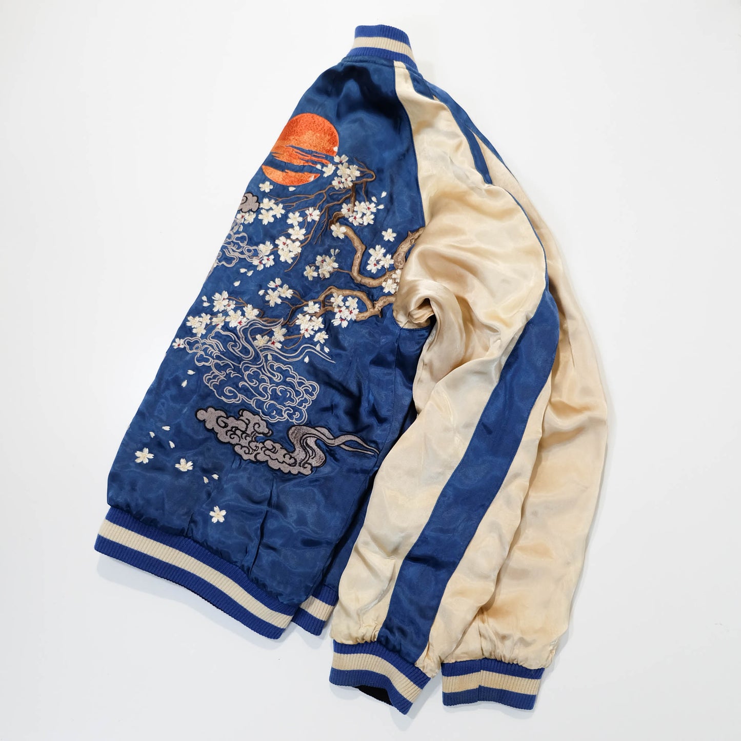 Vintage Japanese Sukajan Souvenir Jacket Reversible Dragon Skull Geisha Wagara Embroidery Yokosuka Bomber Jacket