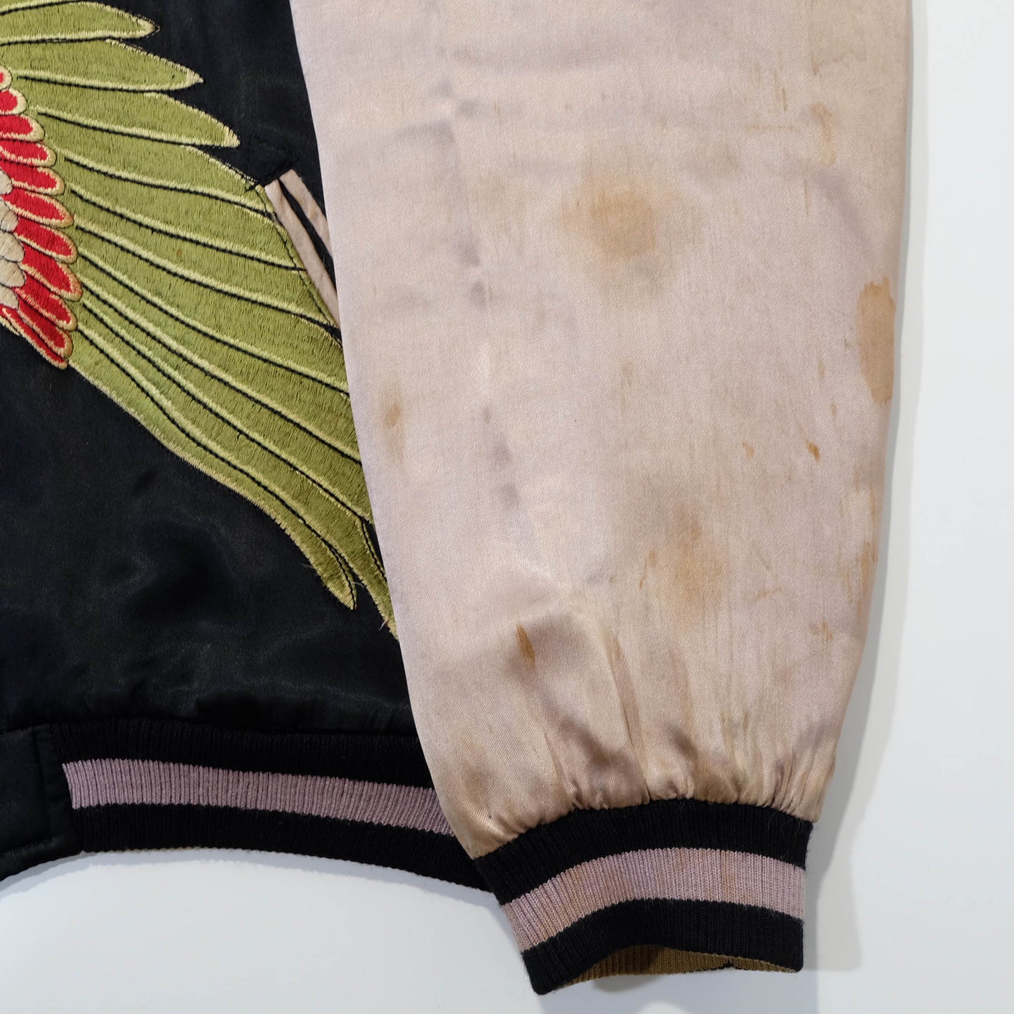 Vintage-Inspired Wagara Embroidered Jacket Featuring Majestic Kujaku Peacock Feathers, Phoenix Bird & Traditional Japanese Textile Art