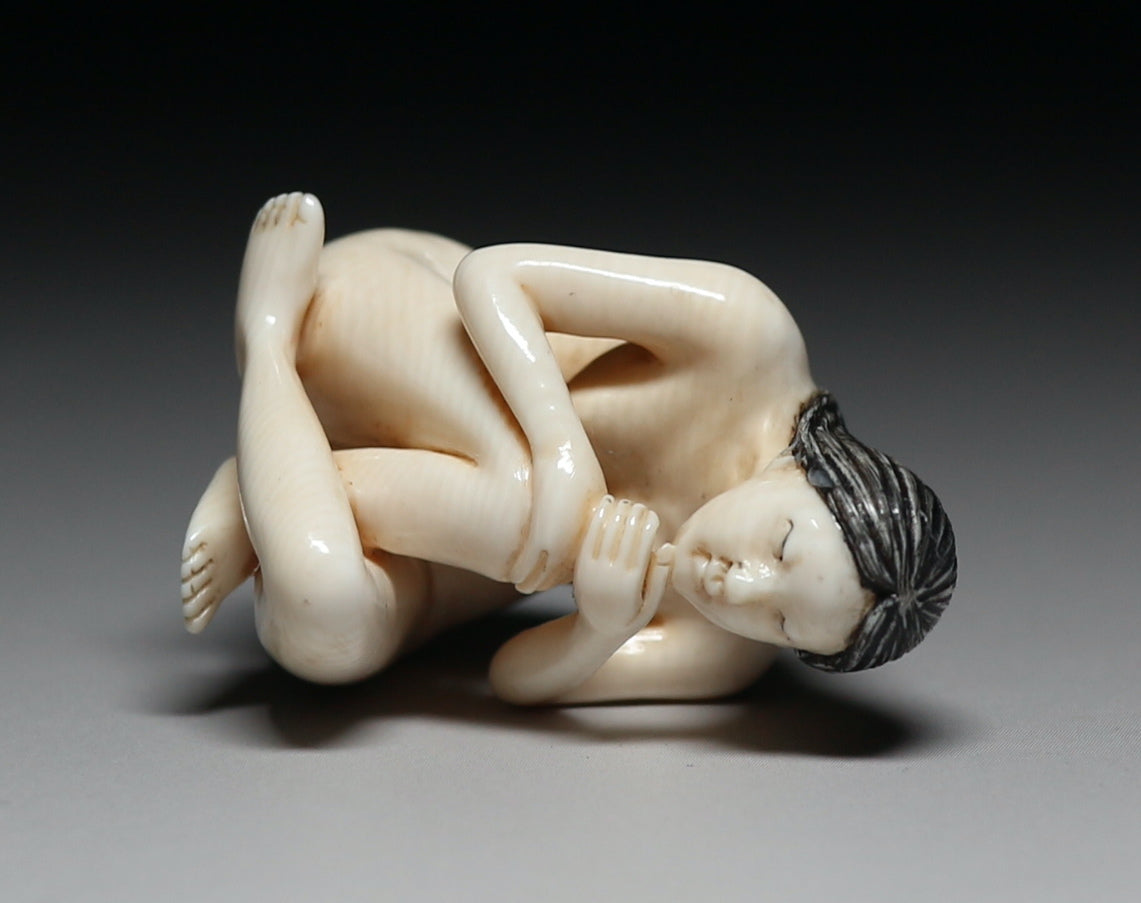 Japanese Erotica Risque Shunga Bijin Nude Netsuke Okimono Doll Statue Art