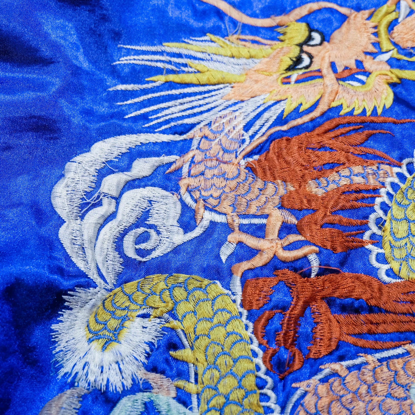 Hoshihime Style Reversible Sukajan Jacket | Blue Dragon Embroidery Japanese Souvenir Bomber Jacket