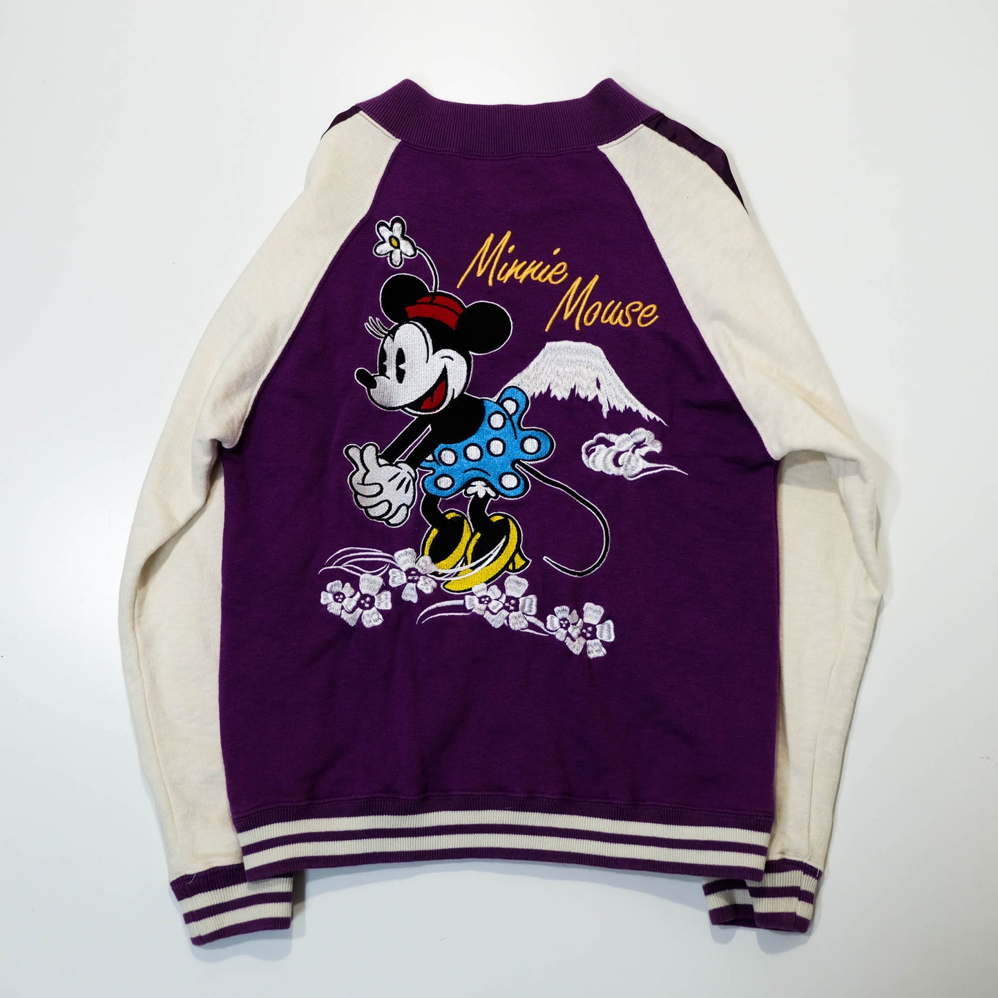 Disney Minnie Mouse Japanese Sukajan Style Jacket Purple Embroidery Mount Fuji Sakura Free Size M-L