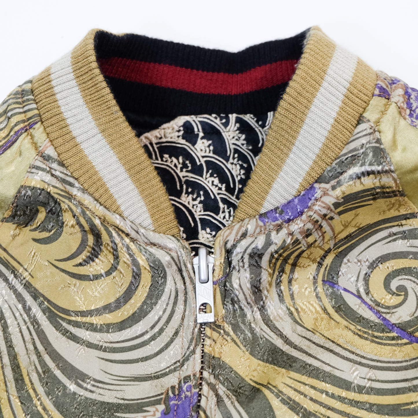 Reversible Japanese Dragon Koi Fish Whirlpool Art Sukajan Souvenir Jacket Size M