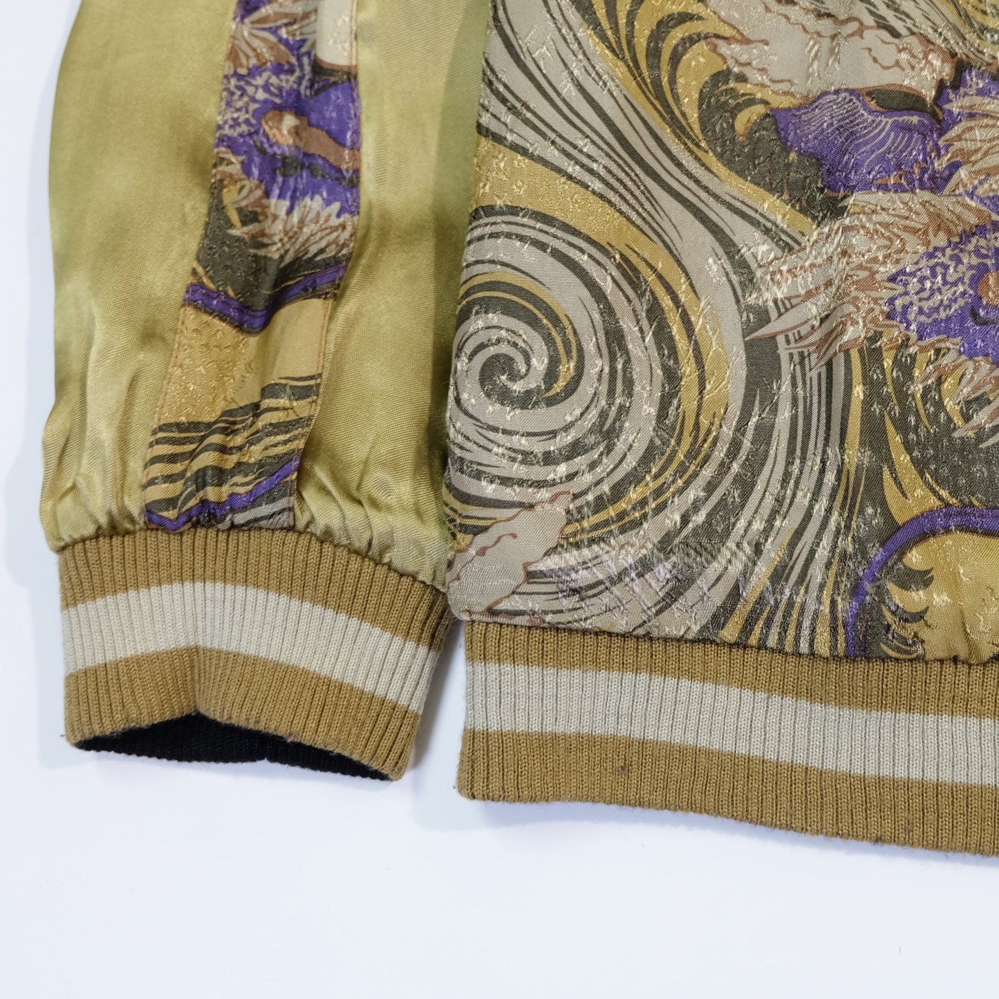 Reversible Japanese Dragon Koi Fish Whirlpool Art Sukajan Souvenir Jacket Size M