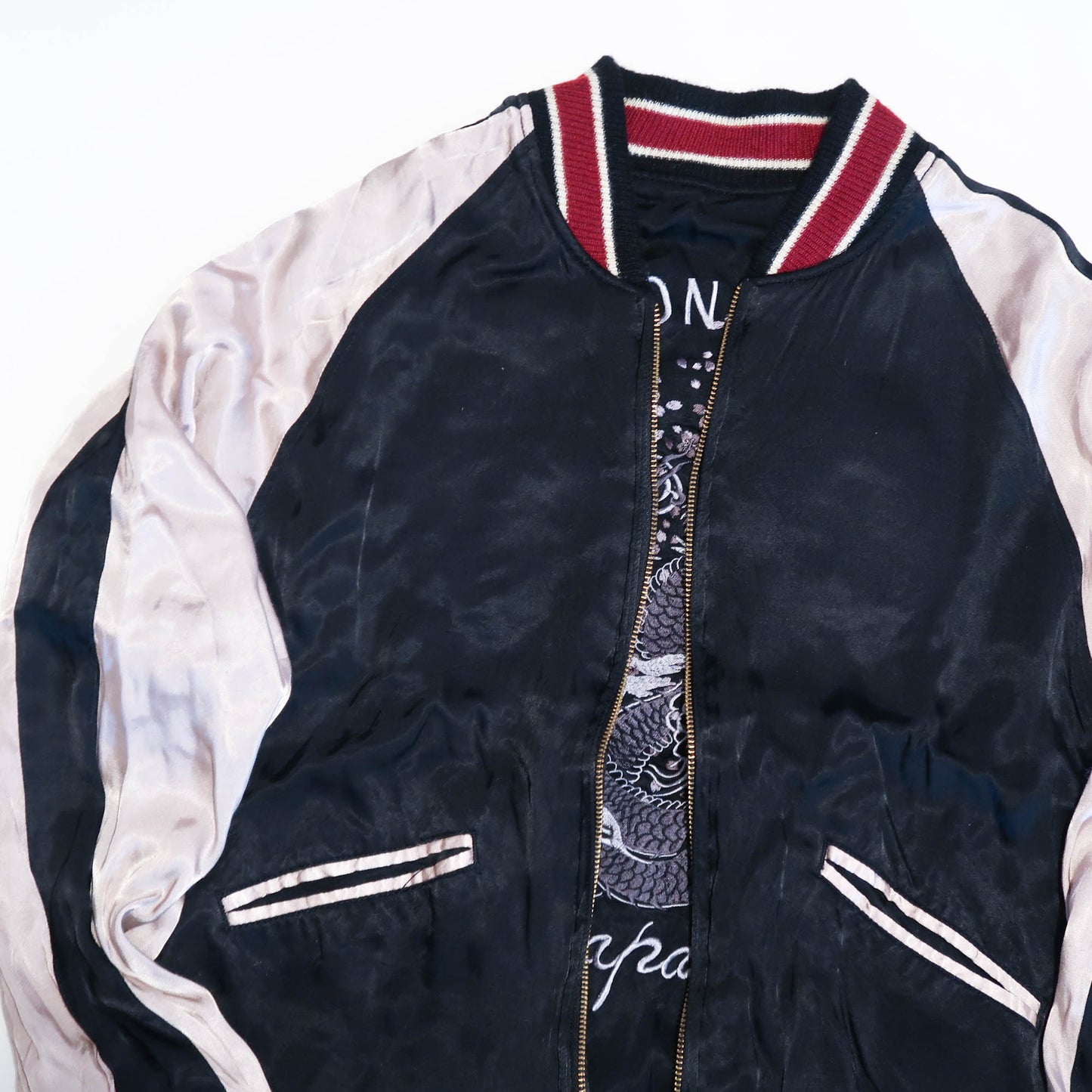 Vintage Dragon Island Japan Embroidered Sukajan Jacket | Reversible Dragon Souvenir Bomber Jacket