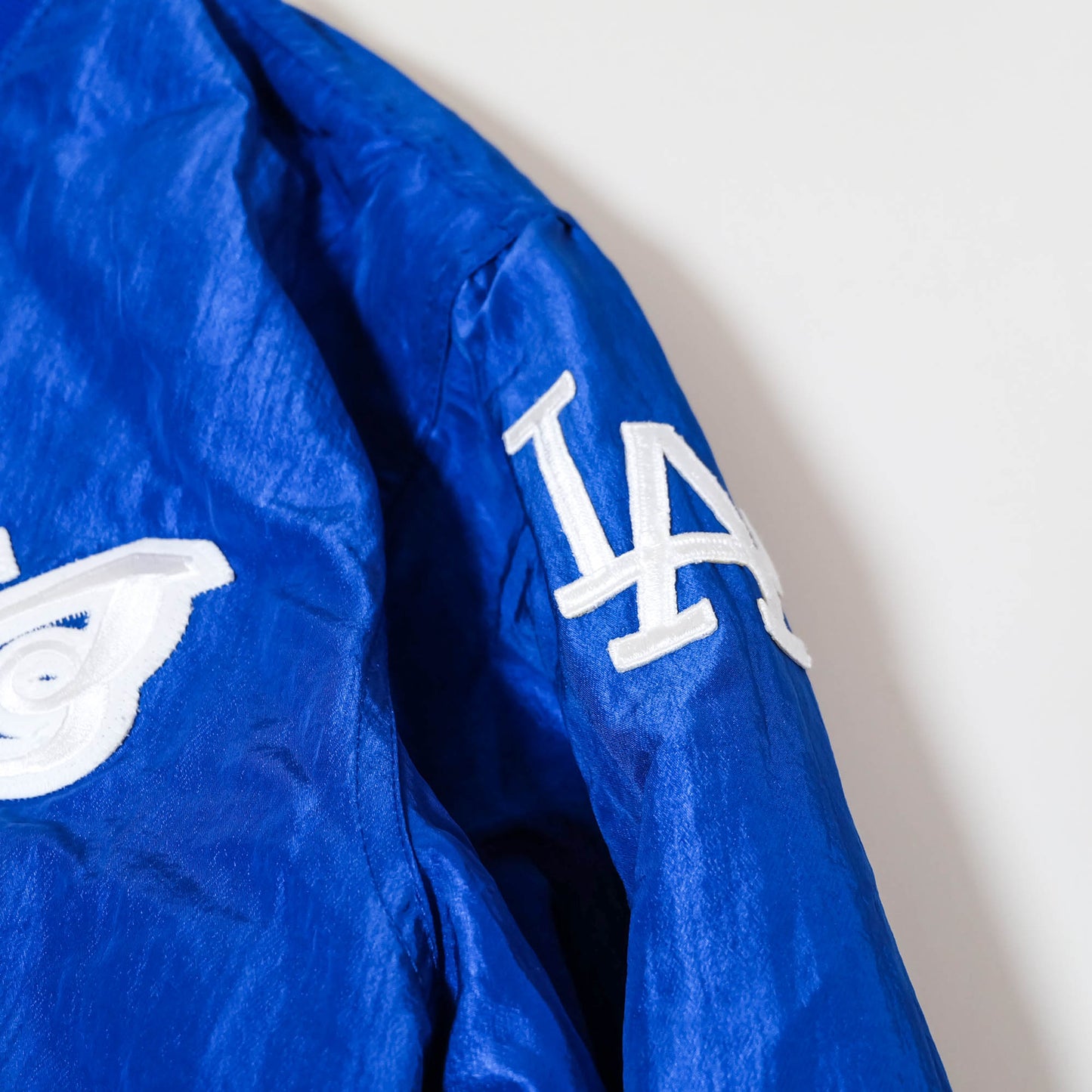Starter Dodgers Vintage Satin Varsity Jacket | MLB Baseball Bomber Jacket Blue Stadium Jacket Made USA Size L