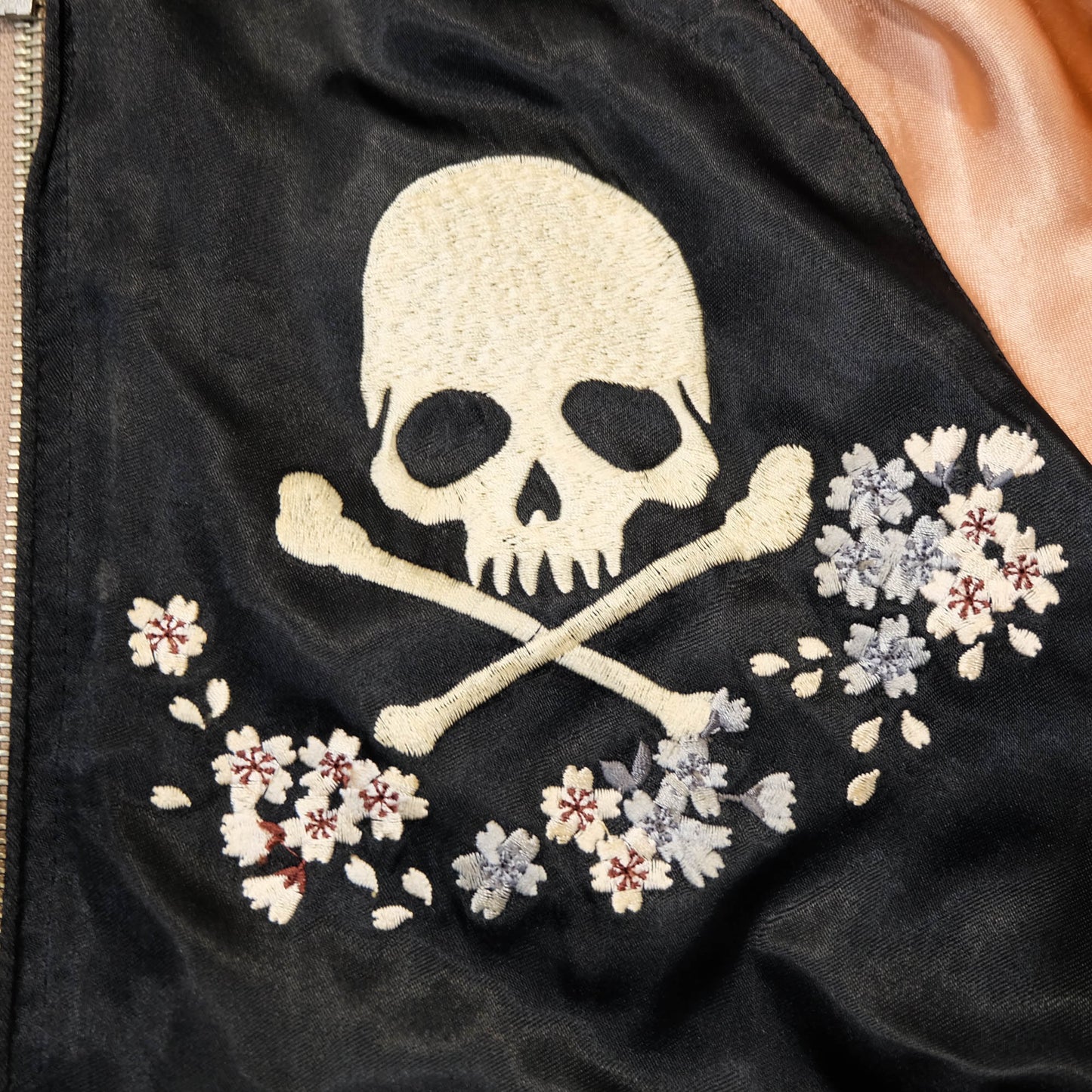 Vintage Japanese Sukajan Souvenir Jacket Reversible Dragon Skull Geisha Wagara Embroidery Yokosuka Bomber Jacket