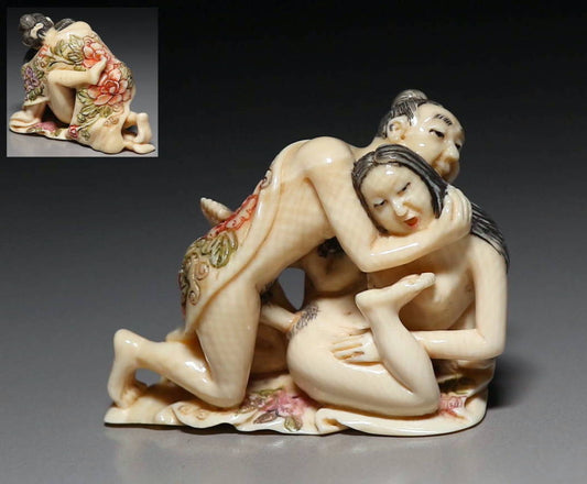 Japanese Erotica Shunga Foreplay Fetish Samurai Geisha Bijin Oiran Sagemono Okimono Doll Statue Art