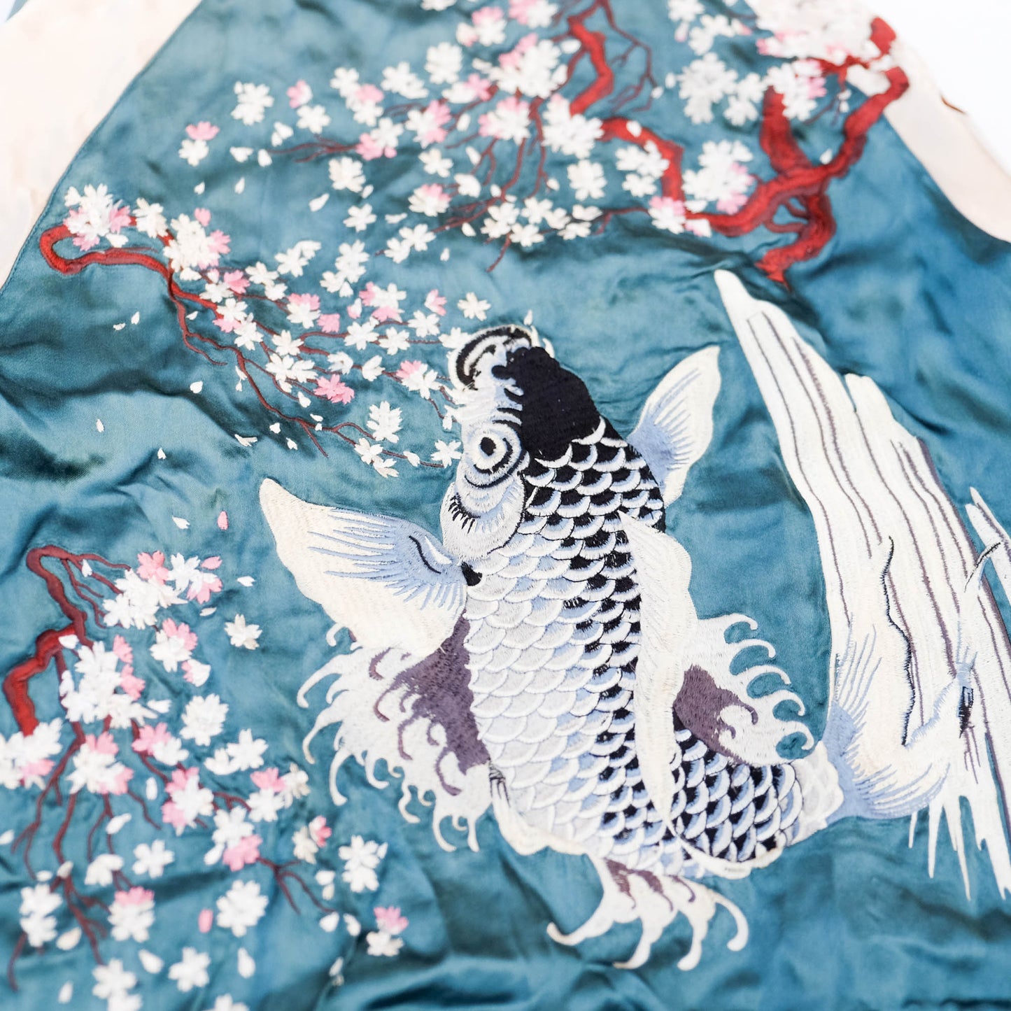 Japanese Sukajan Souvenir Jacket – Koi Carp, Sakura & Japan Map Reversible Embroidered Bomber Jacket