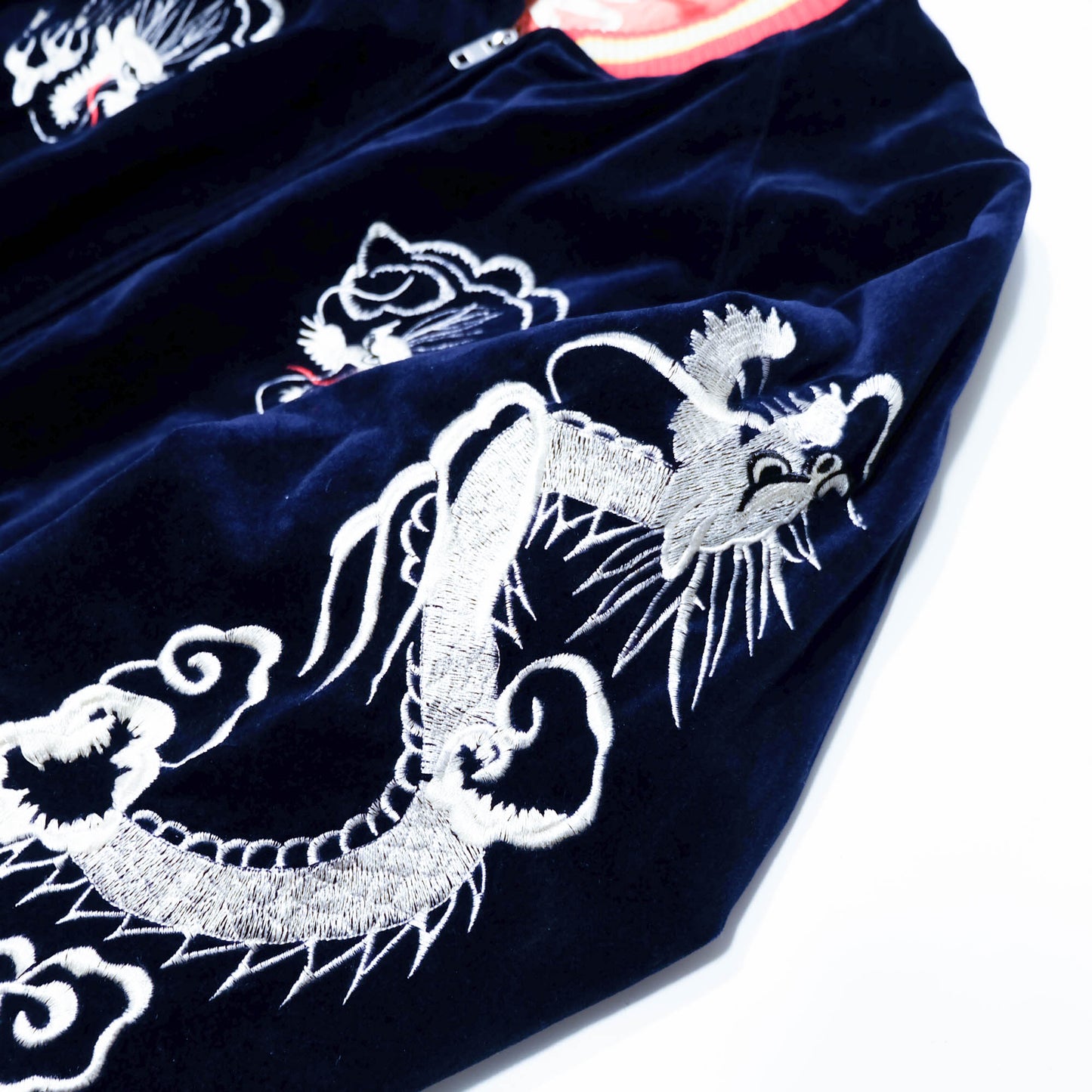 Japanese Velvet Padded Sukajan Reversible Yokosuka Bomber Jacket Dragon & Skull Embroidery Size M