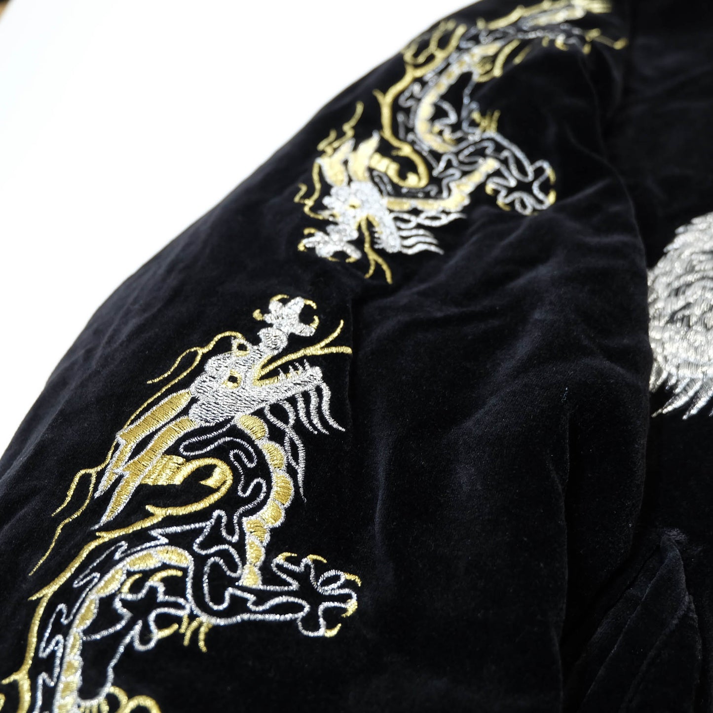 Rare Japanese Velvet Bomber Jacket Featuring Twin Dragons, Eagle & Yokosuka Souvenir Artwork
