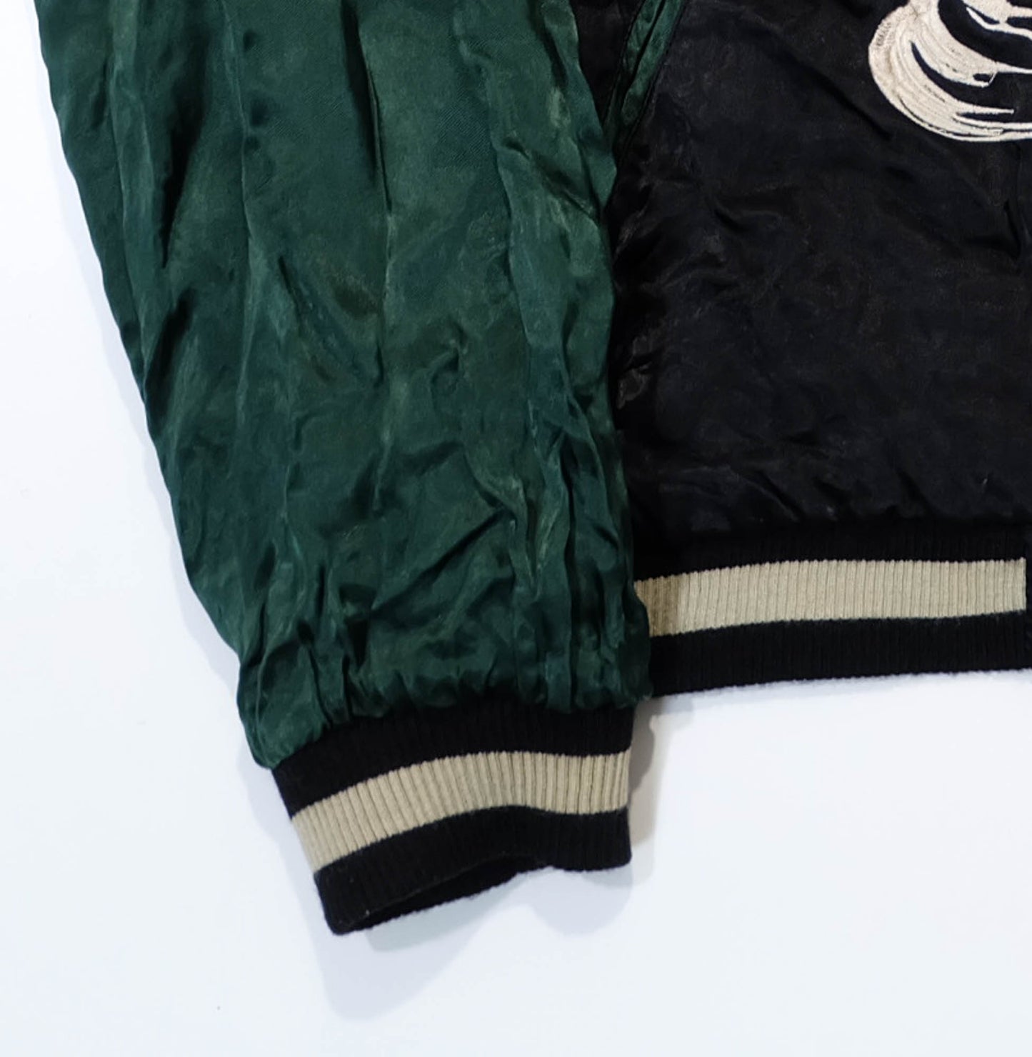 Traditional Japanese Koi Fish Wagara Embroidery Jacket Featuring Dynamic Water Motif & Vintage Yokosuka Style