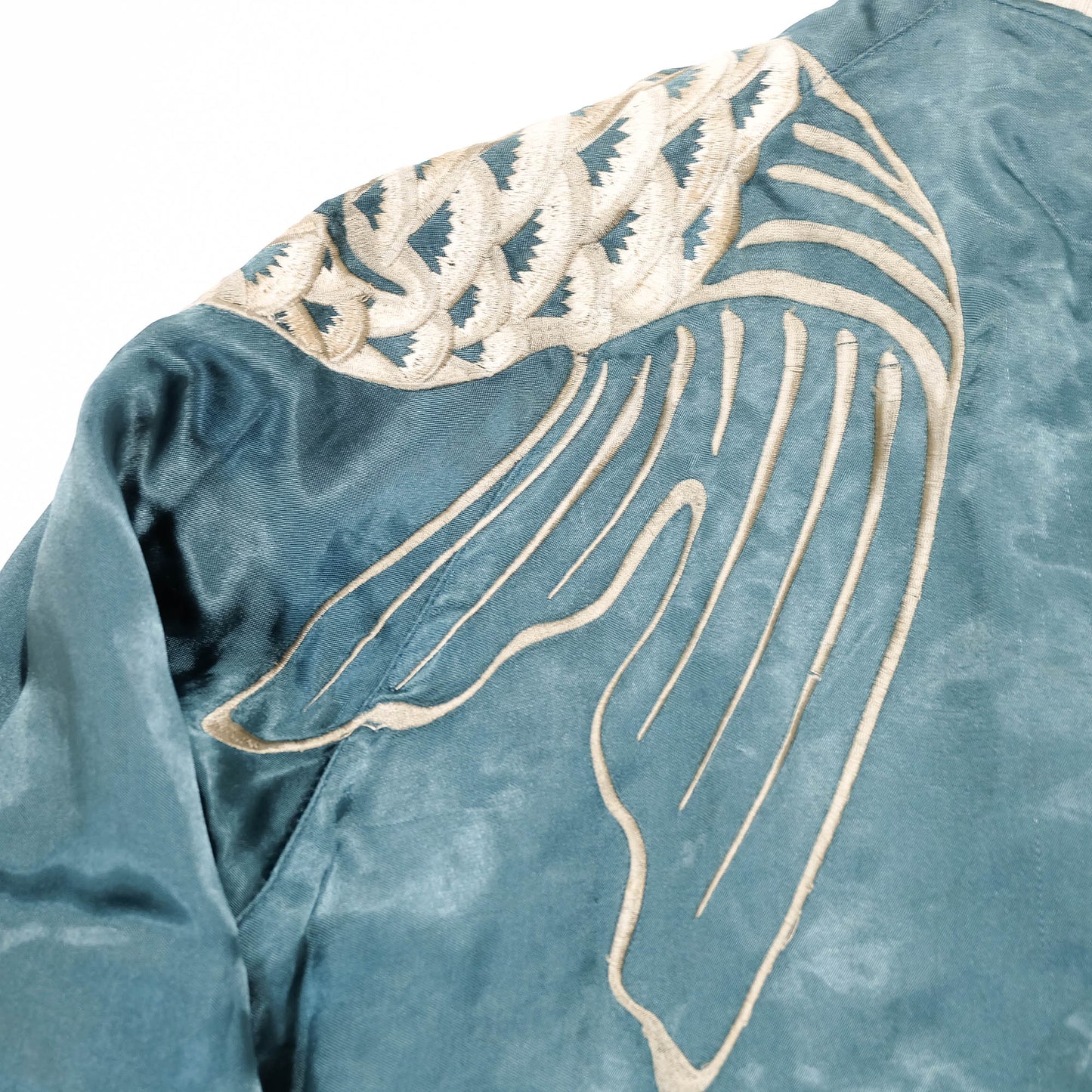 Japanese Sukajan Jacket XL Dragon & Koi Carp Water Wave Embroidery Reversible Yokosuka Bomber