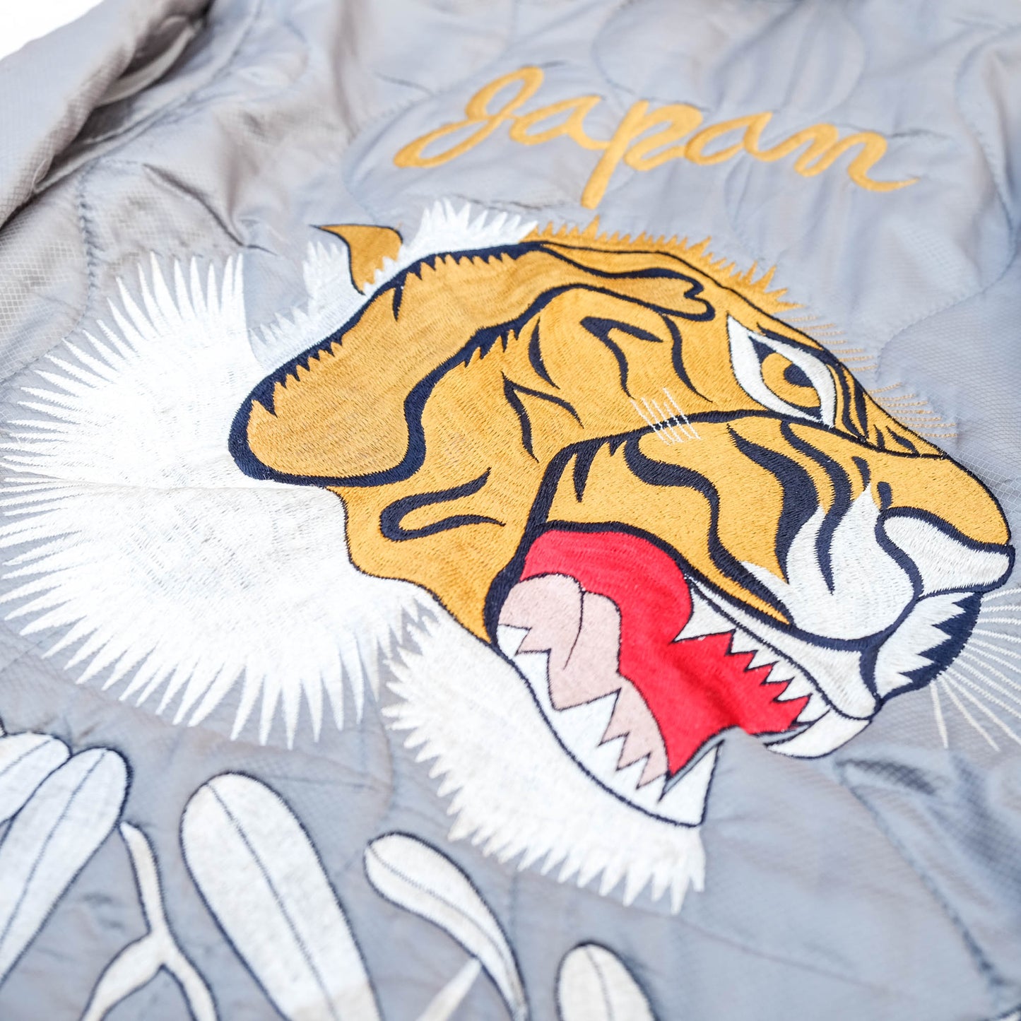 Japanese Vintage Sukajan Style Quilted Jacket – Tiger Embroidery Reversible Souvenir Jacket