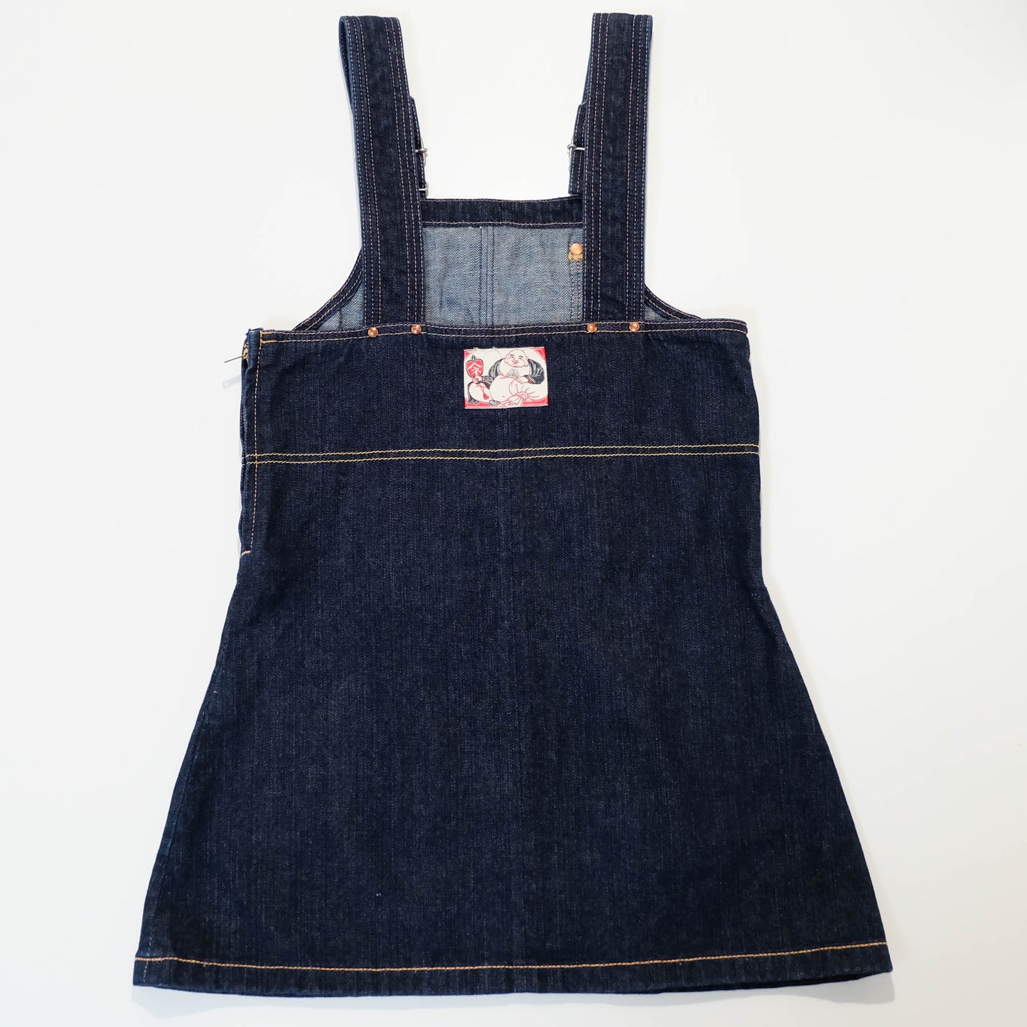 EVISU Donna Vintage Japanese Denim Overalls Dress One Piece Wagara Denim Skirt Selvedge Jeans Harajuku Streetwear
