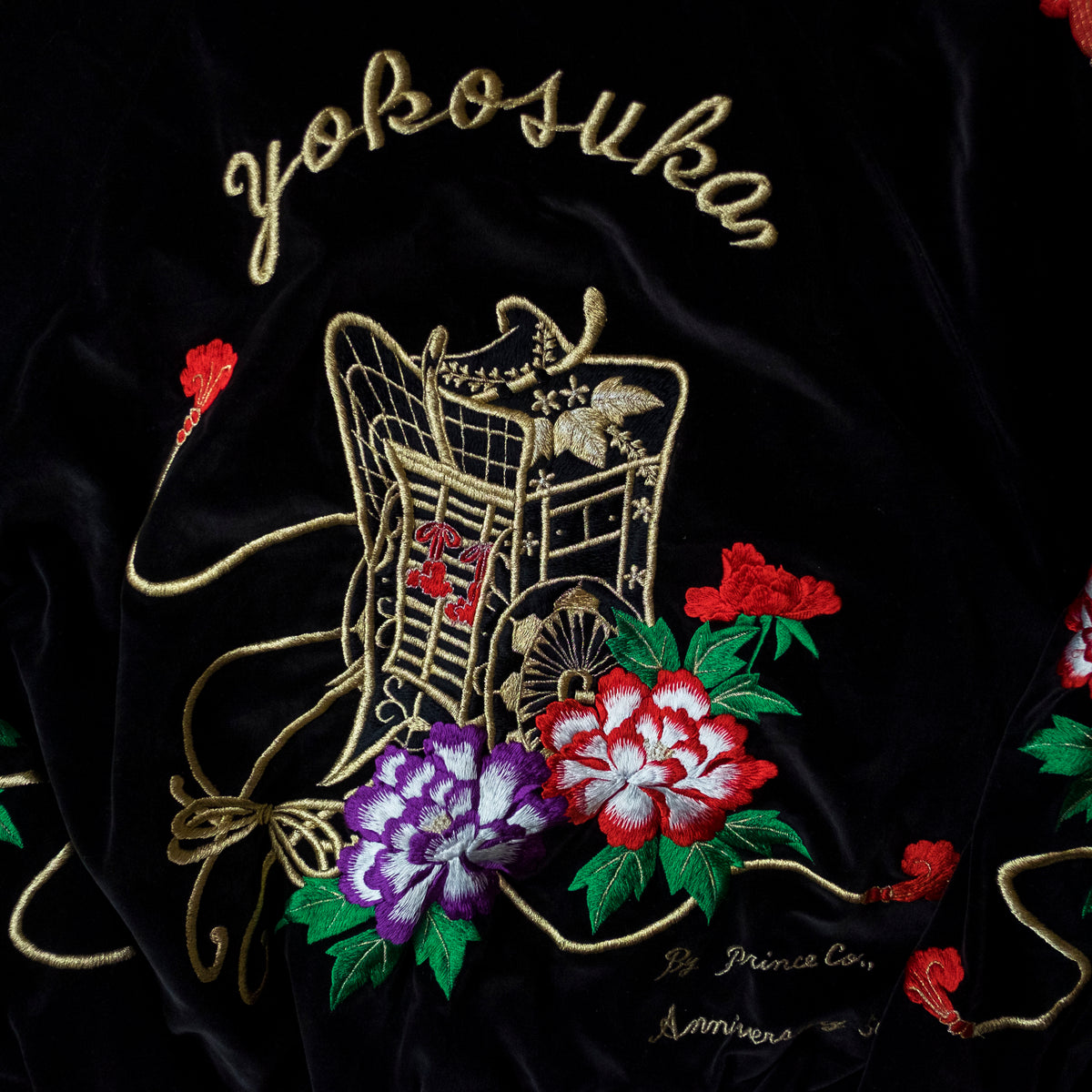 Yokosuka Velvet Sukajan Jacket Size L | Japanese Embroidered Souvenir Bomber Jacket