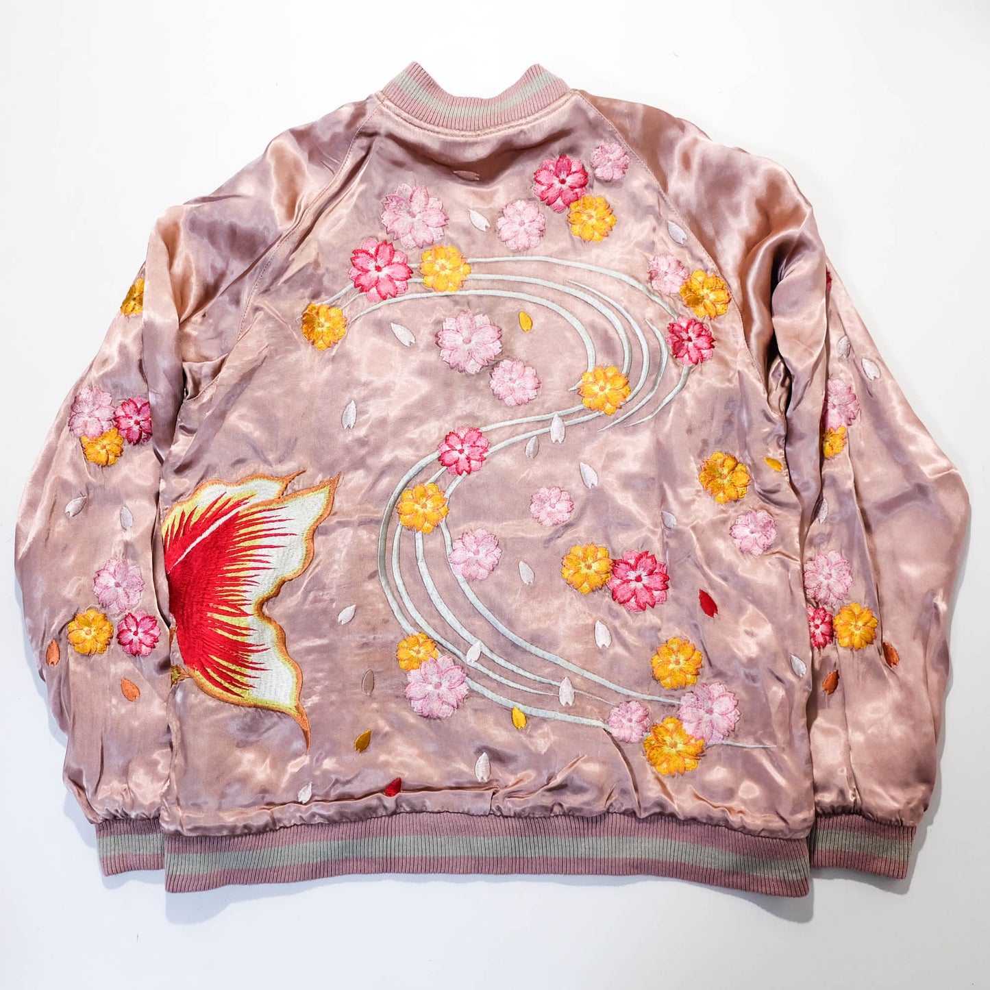 Sakura Goldfish Reversible Sukajan Jacket | Japanese Koi Carp Embroidery Souvenir Bomber Jacket