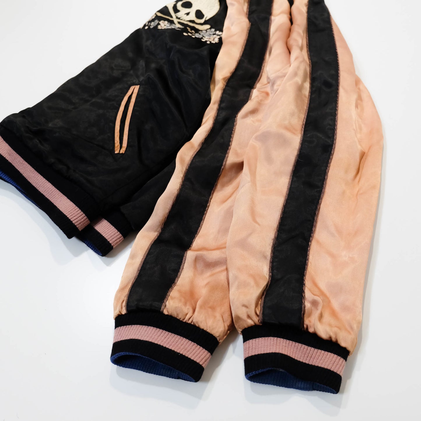 Vintage Japanese Sukajan Souvenir Jacket Reversible Dragon Skull Geisha Wagara Embroidery Yokosuka Bomber Jacket
