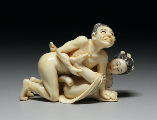 Japanese Shunga Ukiyoe Utamaro Erotica Sensual Samurai Geisha Oiran Sex Art Fetish Play NETSUKE Statue Okimono Doll Collectible #5