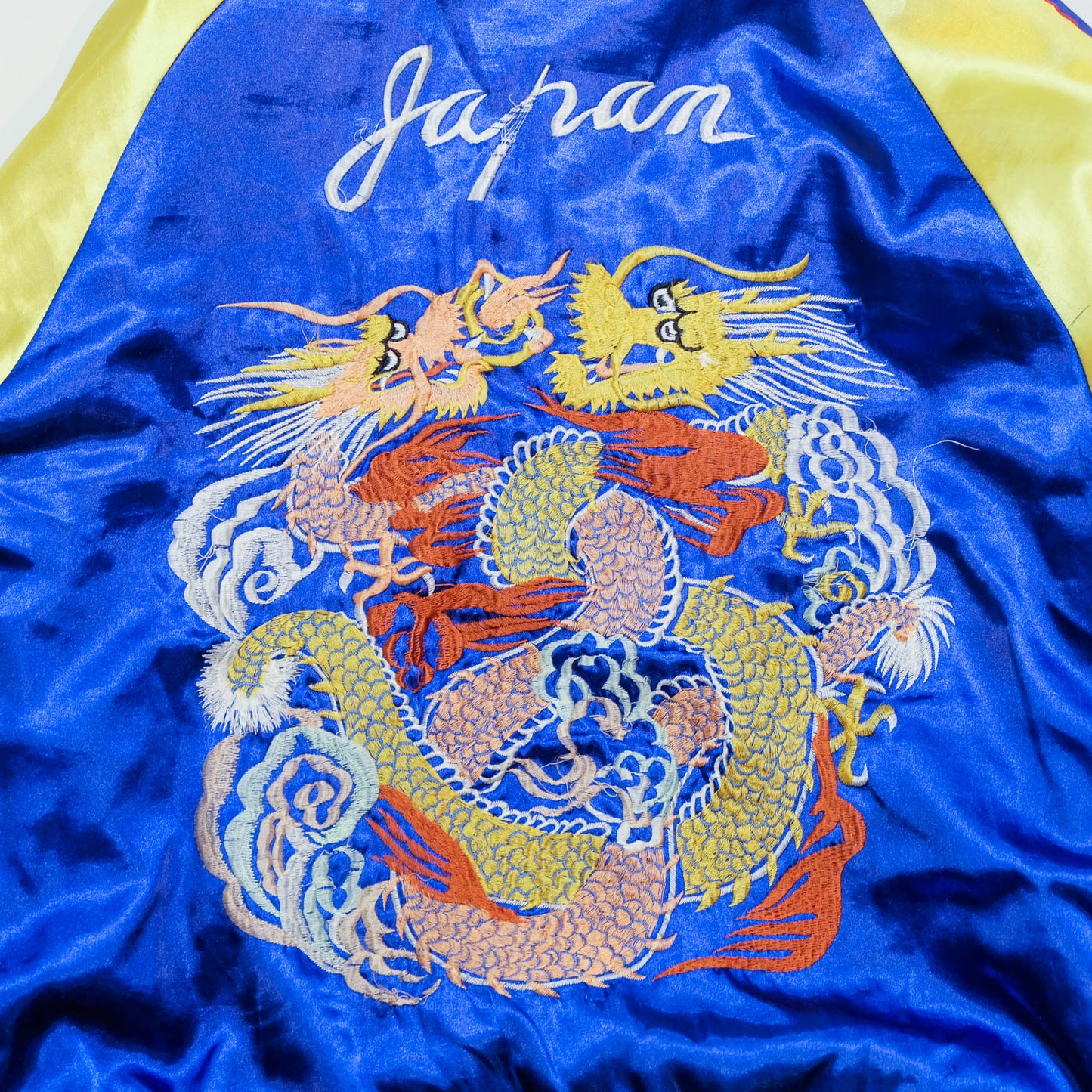 Hoshihime Style Reversible Sukajan Jacket | Blue Dragon Embroidery Japanese Souvenir Bomber Jacket