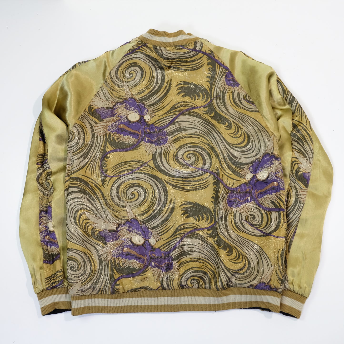 Reversible Japanese Dragon Koi Fish Whirlpool Art Sukajan Souvenir Jacket Size M
